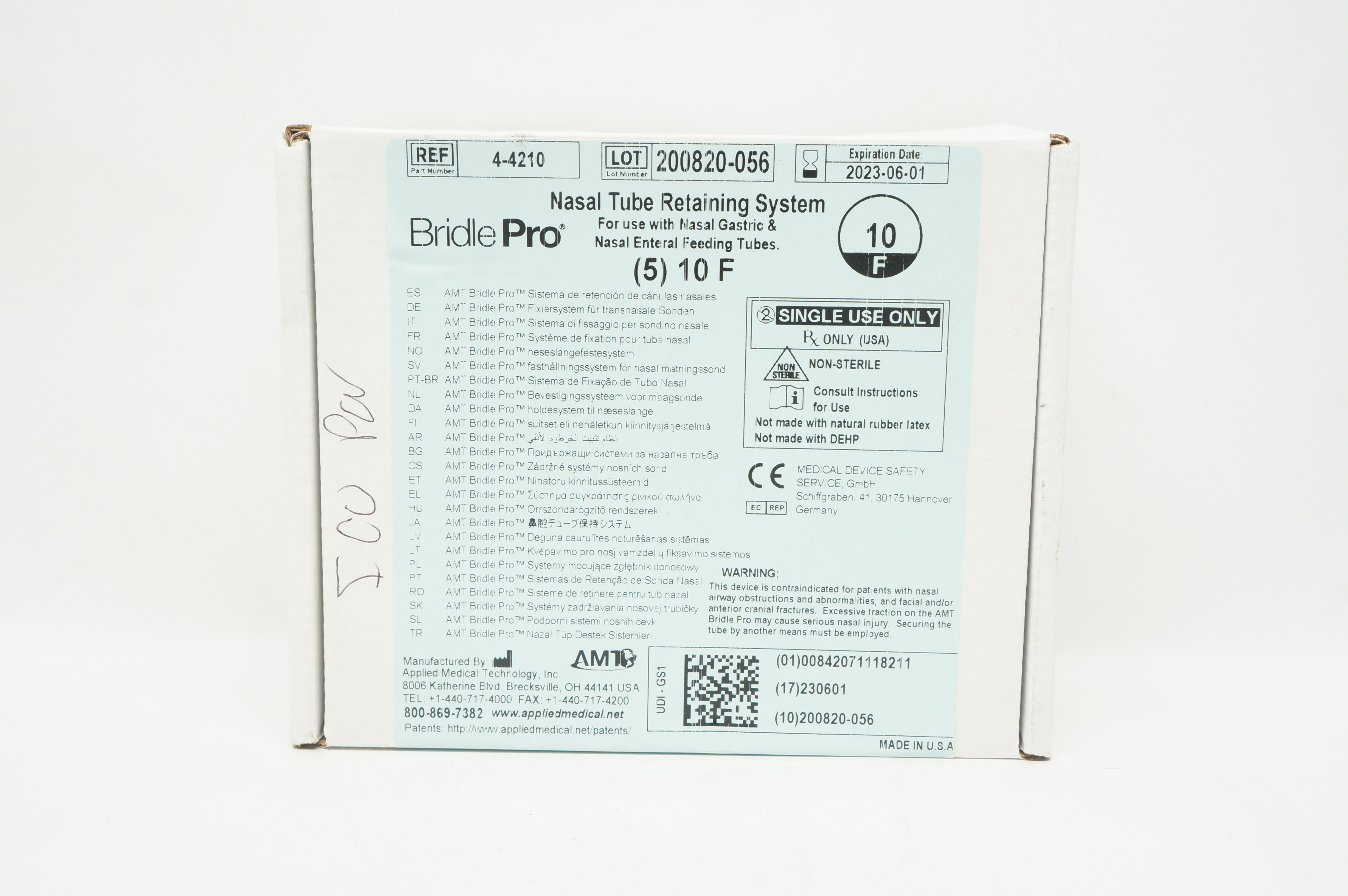 Applied Medical 4-4210 Bridle Pro Nasal Tube Retaining System 10F - Box of 5
