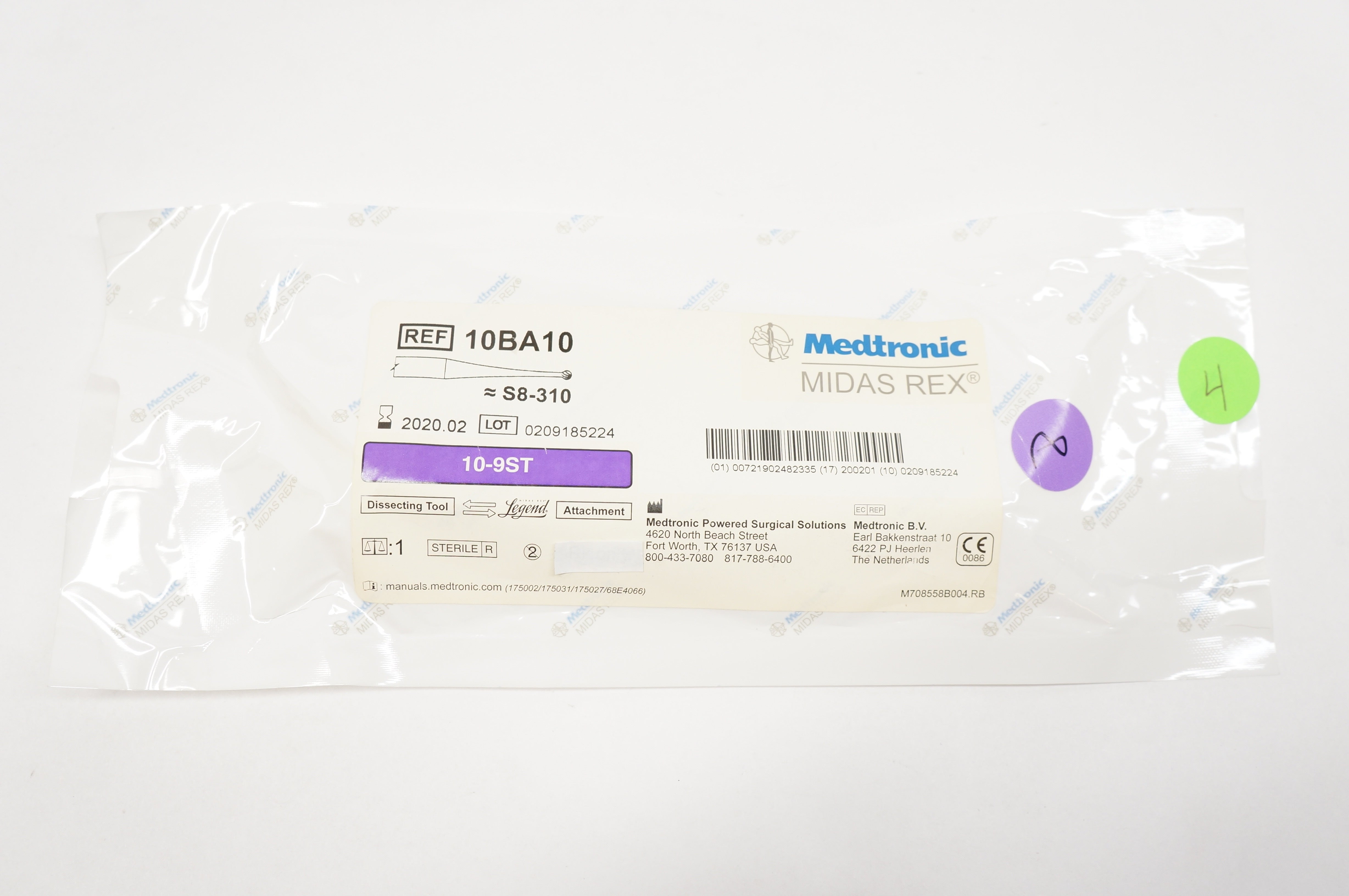 Medtronic 10BA10 Midas Rex D i s s e c t i n g Tool Attachment 10-9ST (x)