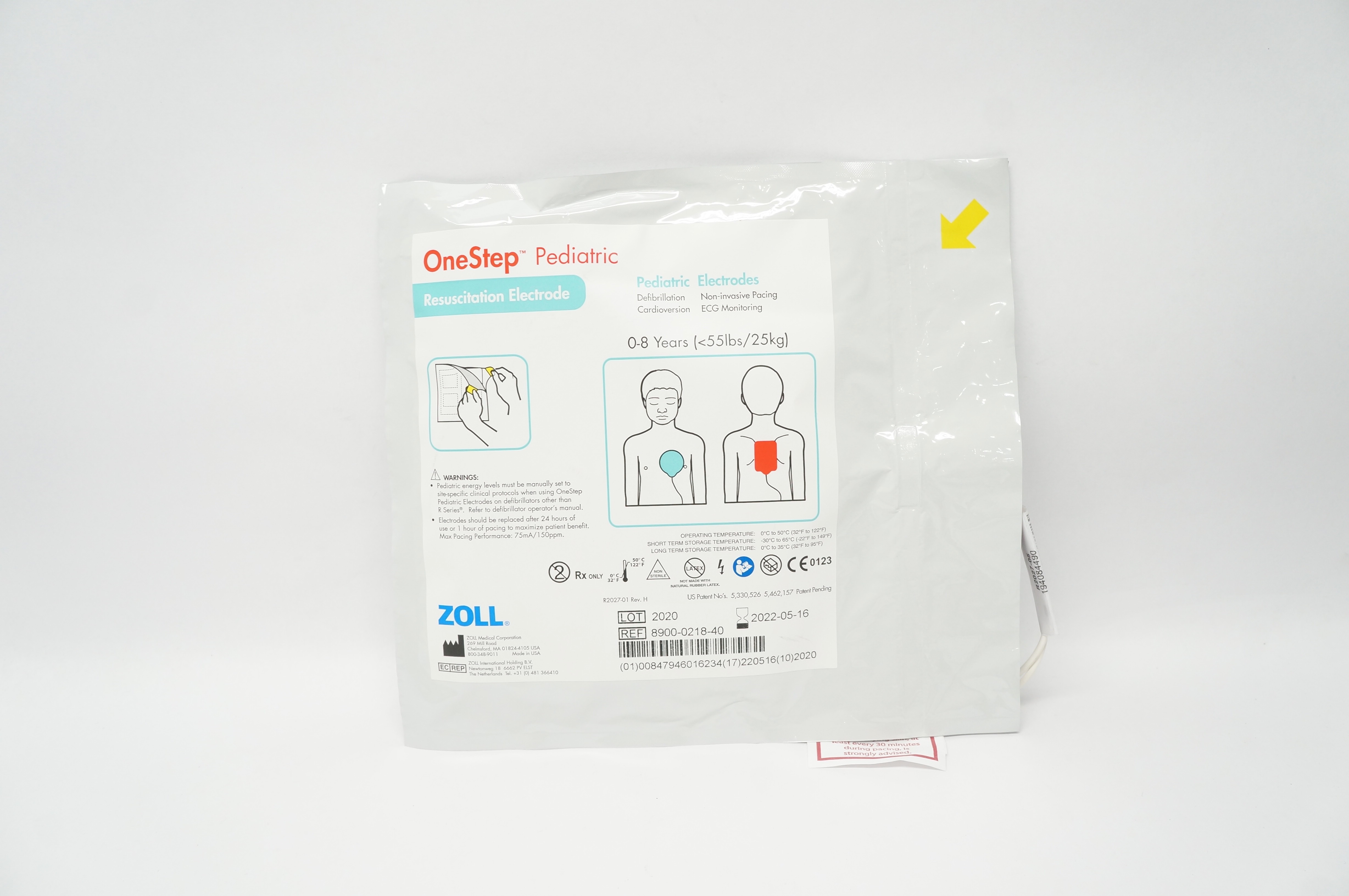 Zoll 8900-0218-40 OneStep Pediatric Resuscitation Electrode 0-8 Years <55lbs (x)