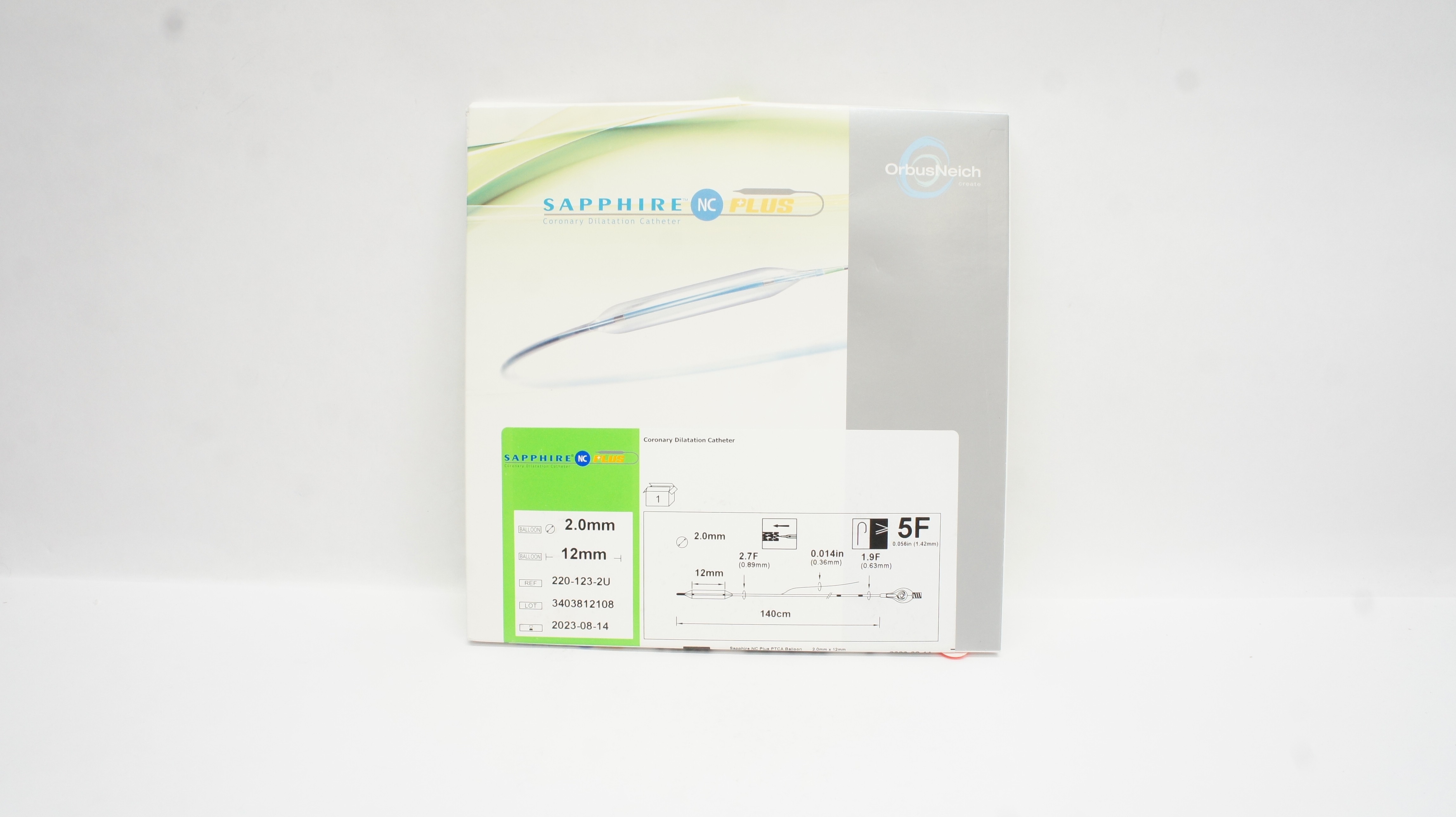 Sapphire NC Plus 220-123-2U Coronary Dilatation Cath. 2.0mm x 12mm, 5F (x)