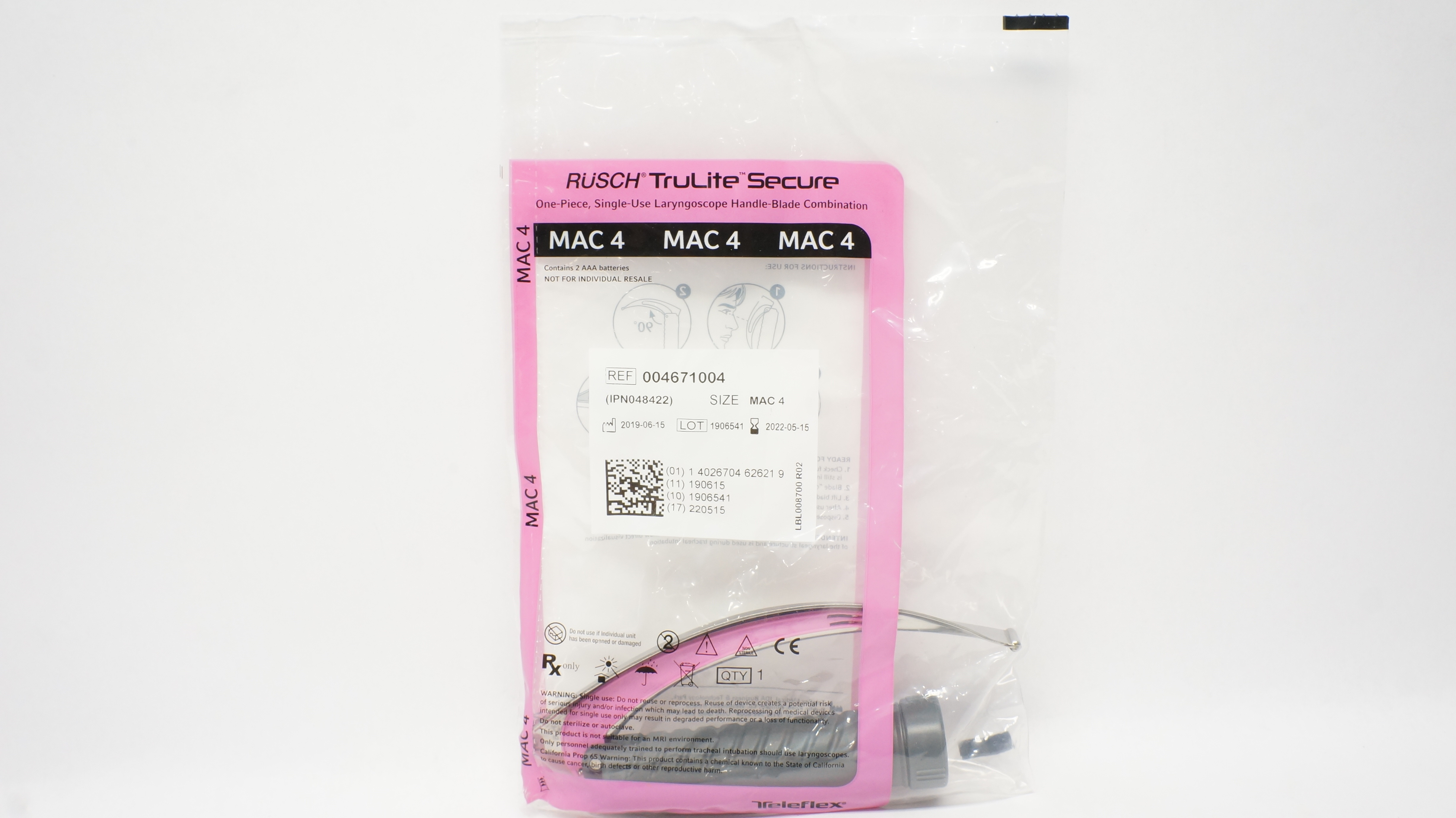 Teleflex 004671004 TruLite Secure Laryngoscope Handle-Blade Combination MAC 4(x)