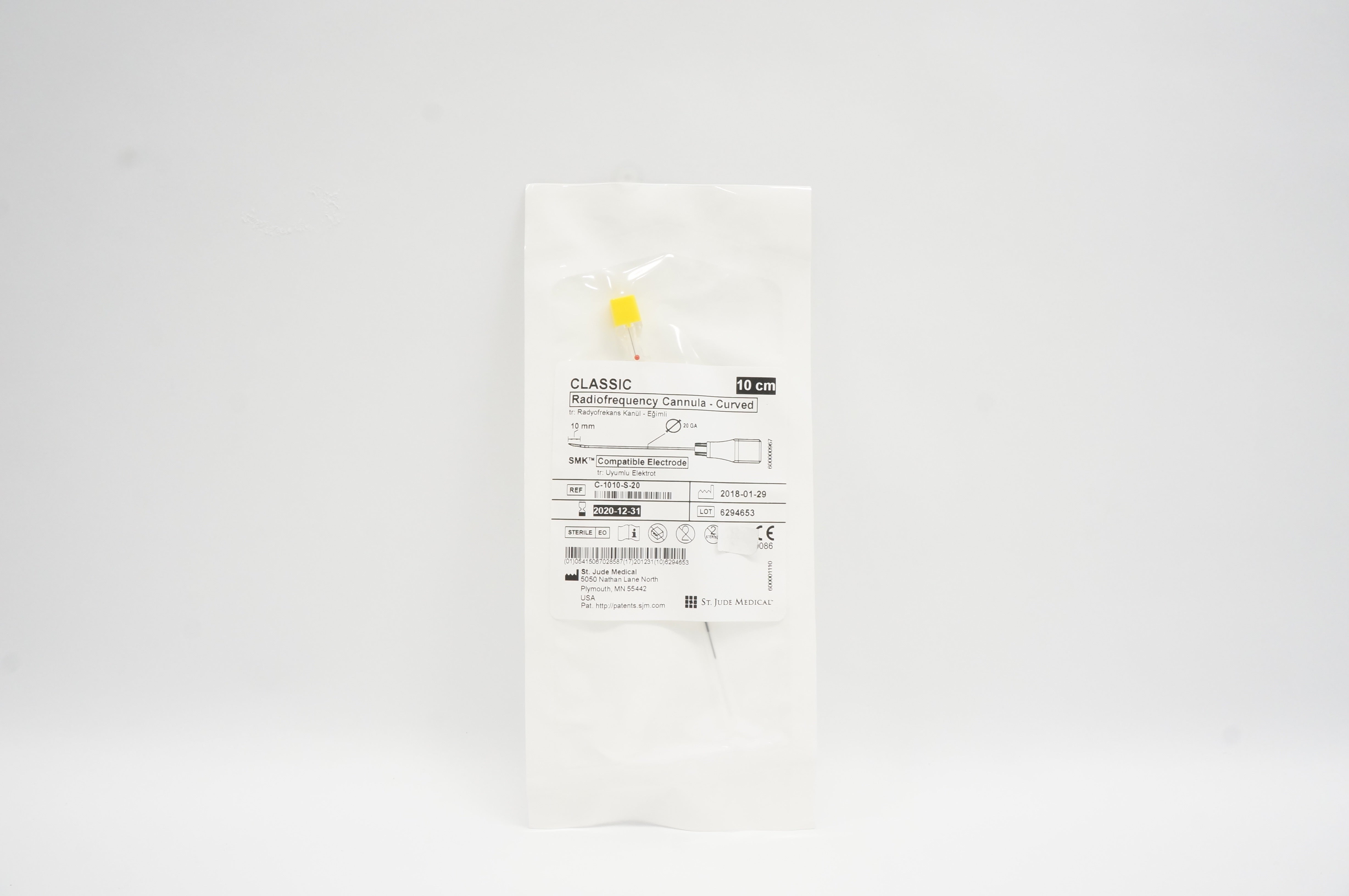 St Jude Medical C-1010-S-20 Classic Radiofrequency Cannula-Curved 20GA x 10cm(x)