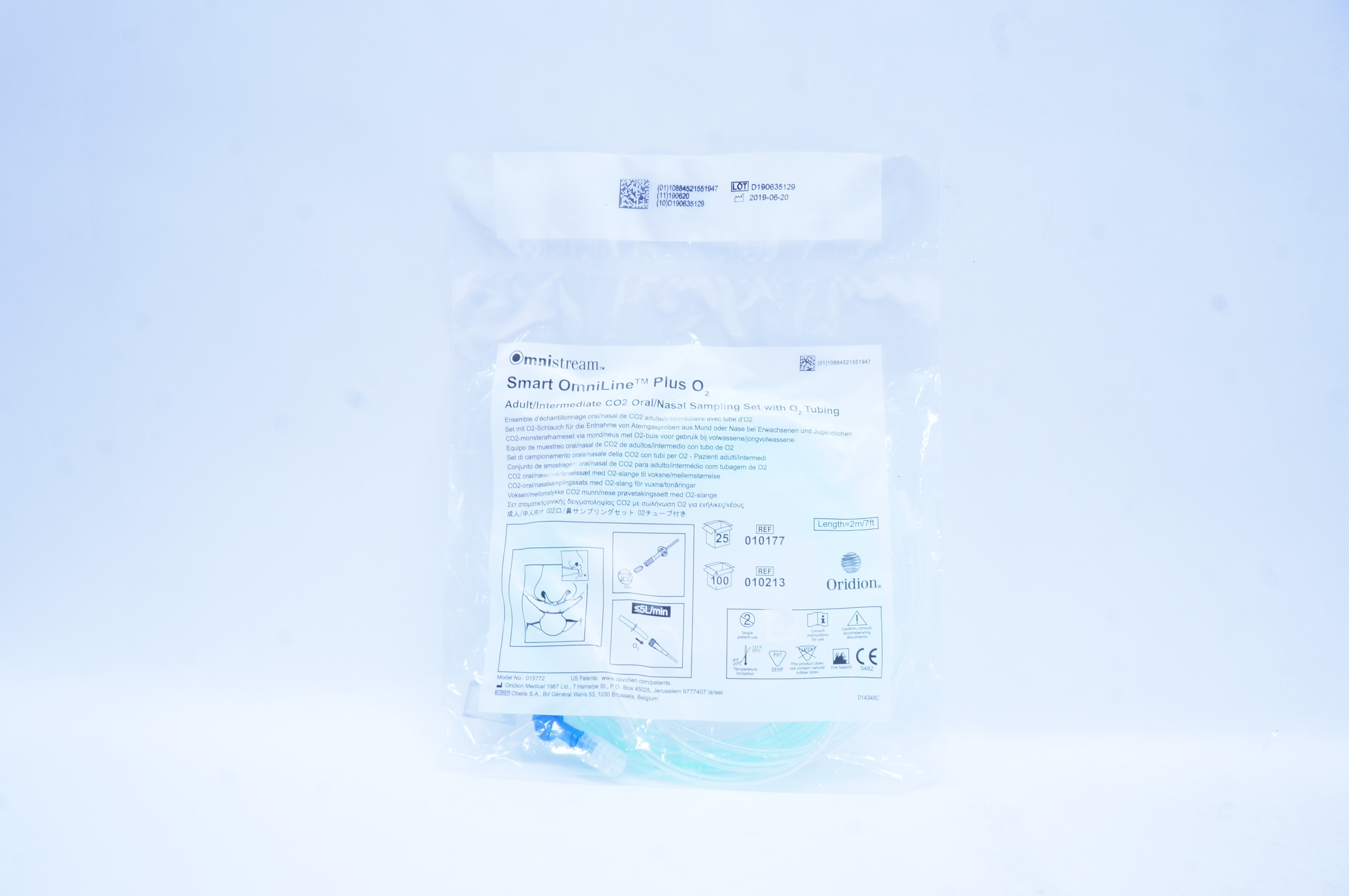 Oridion 010177 Omnistream Smart OmniLine Plus O2 CO2 Oral/Nasal Sampling Set 7ft