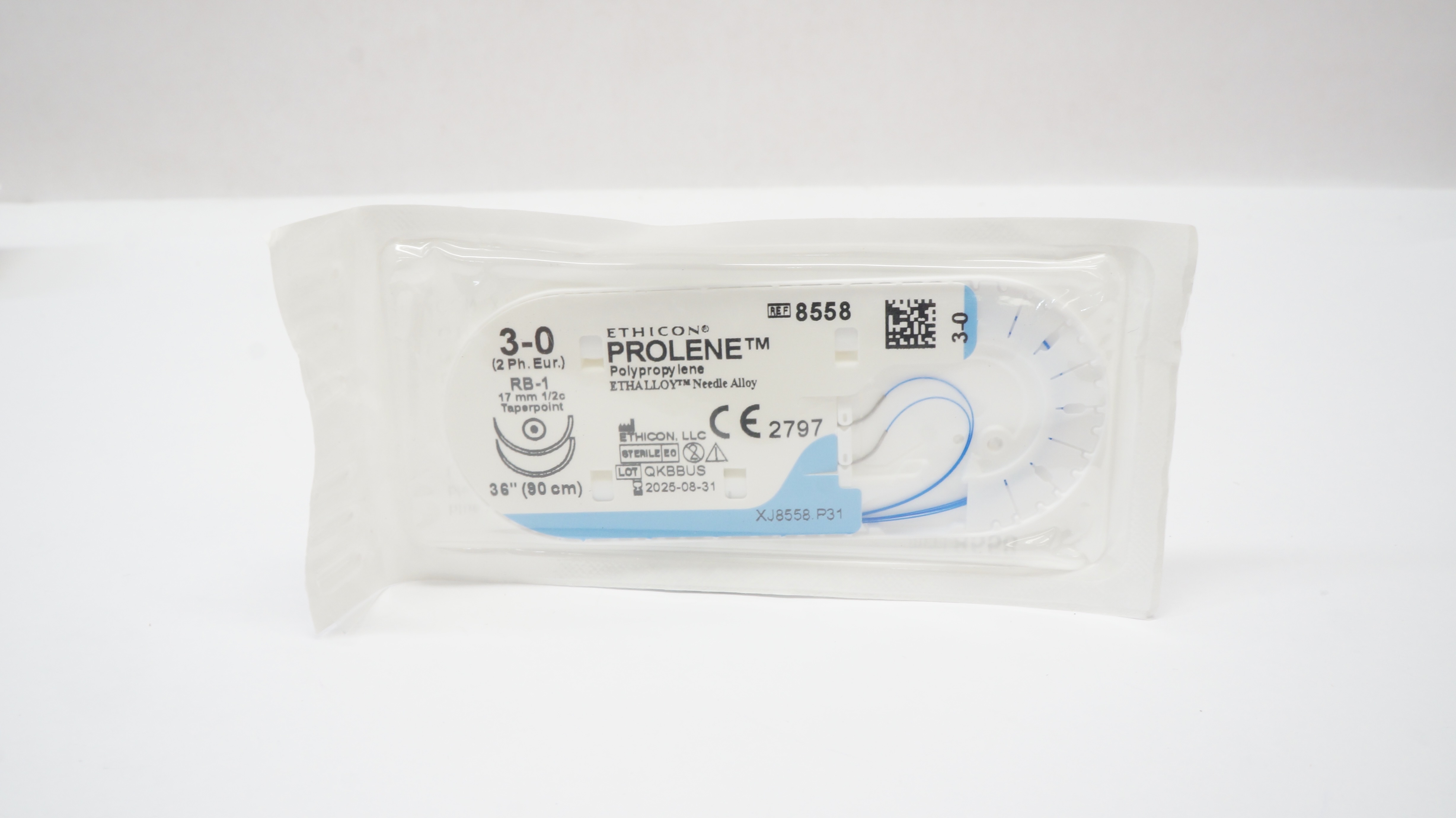 Ethicon 8558 3-0 PROLENE RB-1 17mm 1/2c Taper 36inch