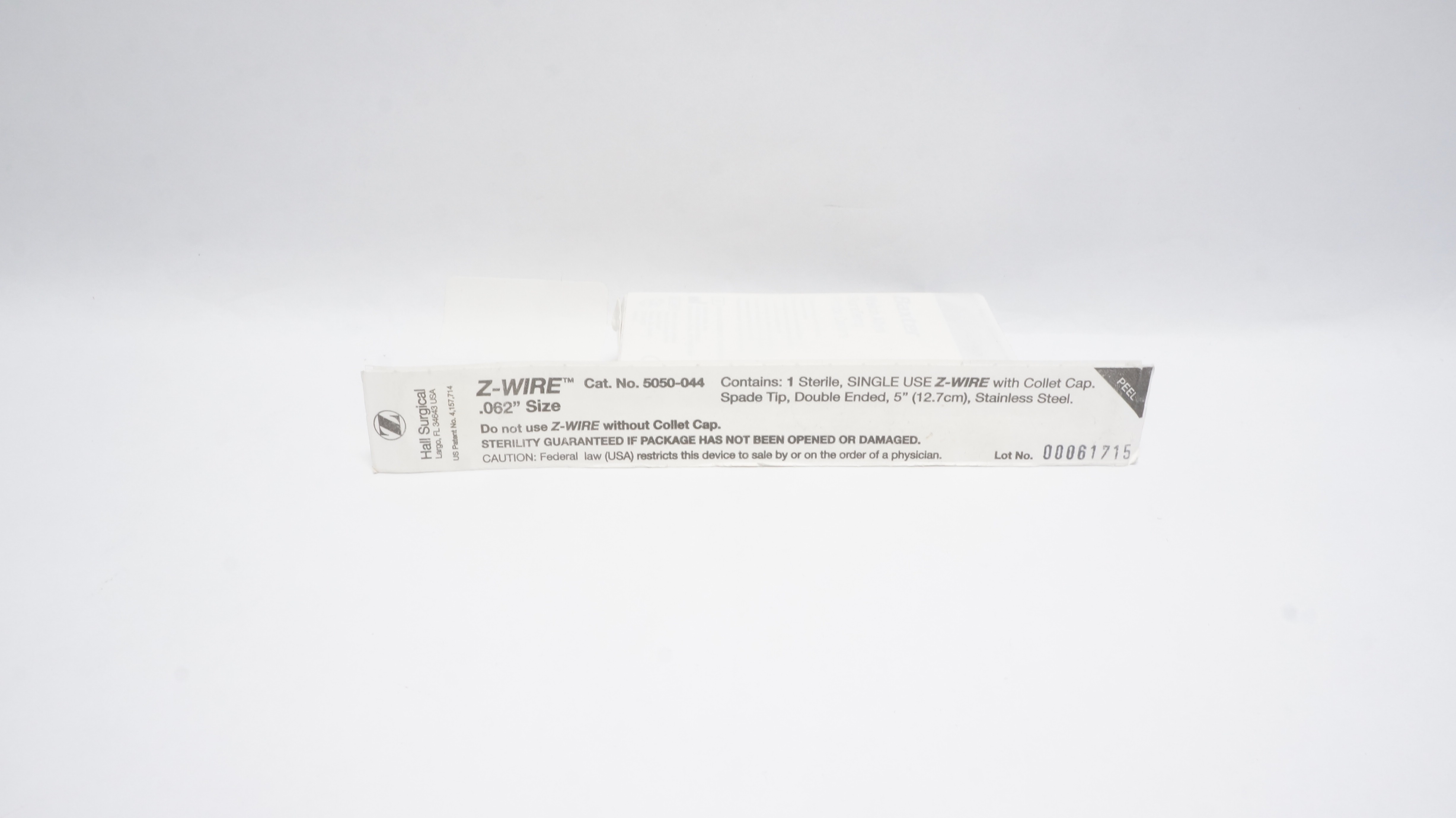 Hall Surgical 5050-044 Single Use Z-Wire w/Collect Cap Spade Tip, .062 x 5inch