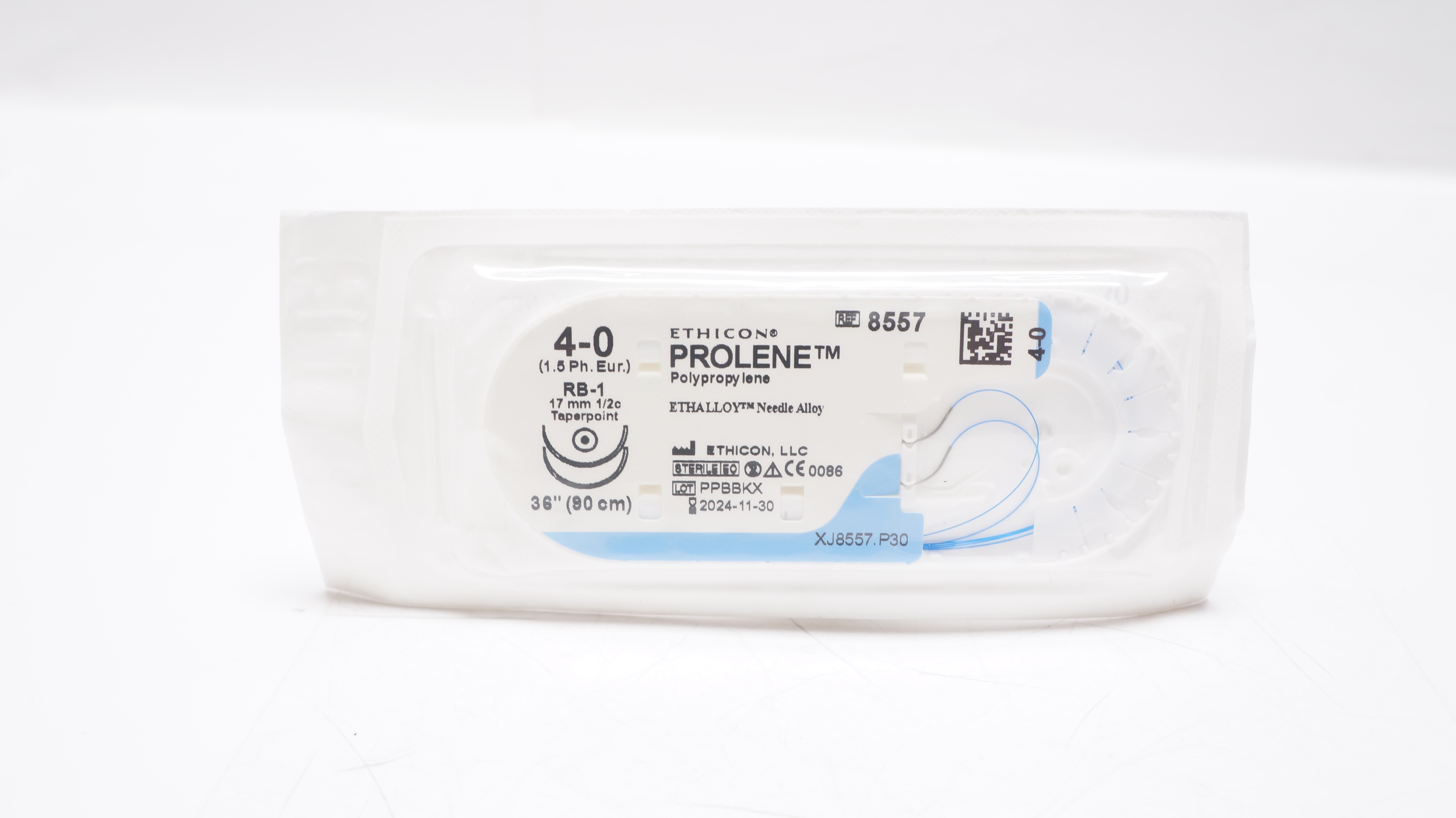 Ethicon 8557 4-0 Prolene Polypropylene Stre RB-1 17mm 1/2c Taperpoint, 36inch