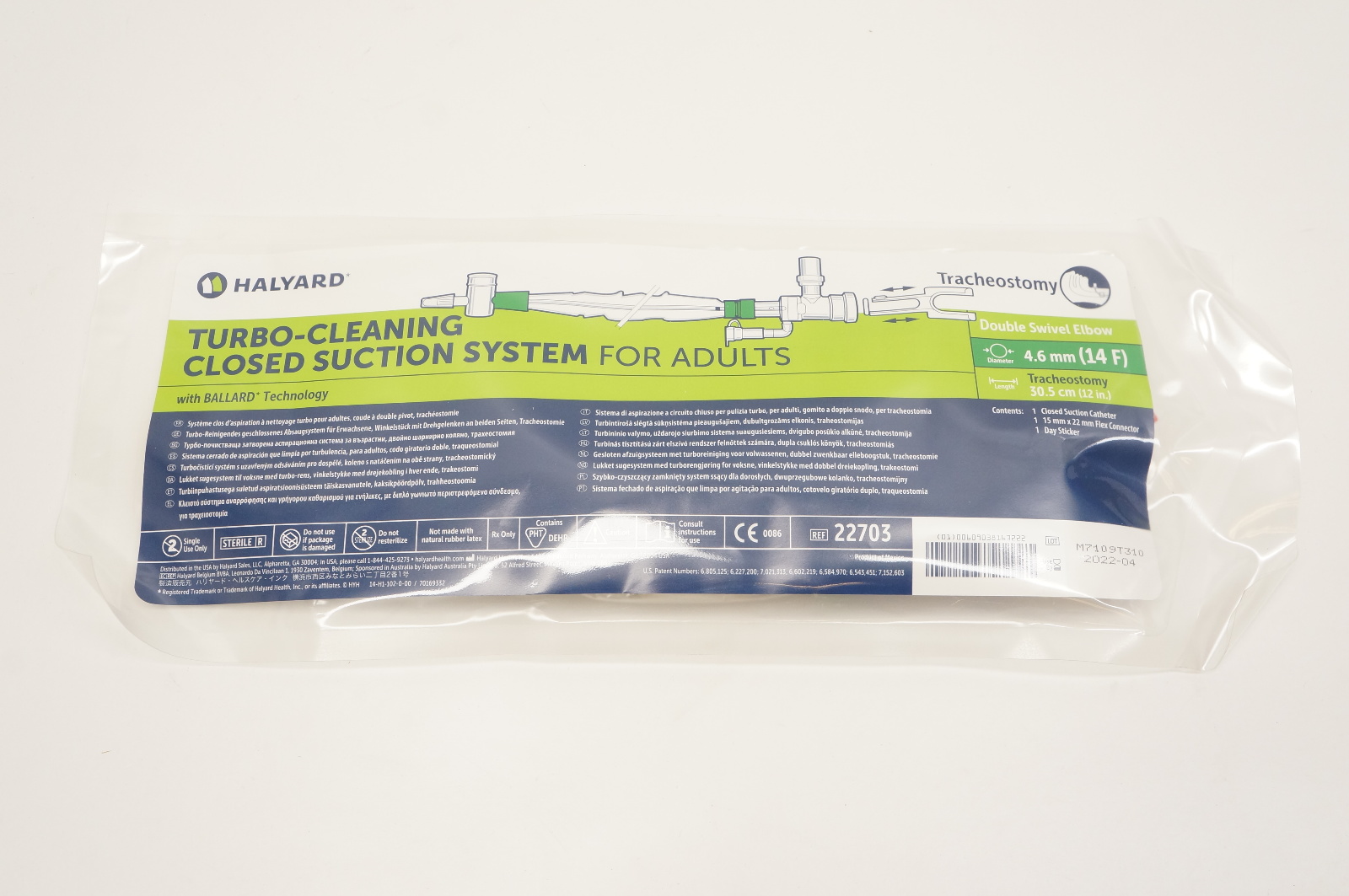 Halyard 22703 Turbo-Cleaning Closed Suction System for Adults 14F