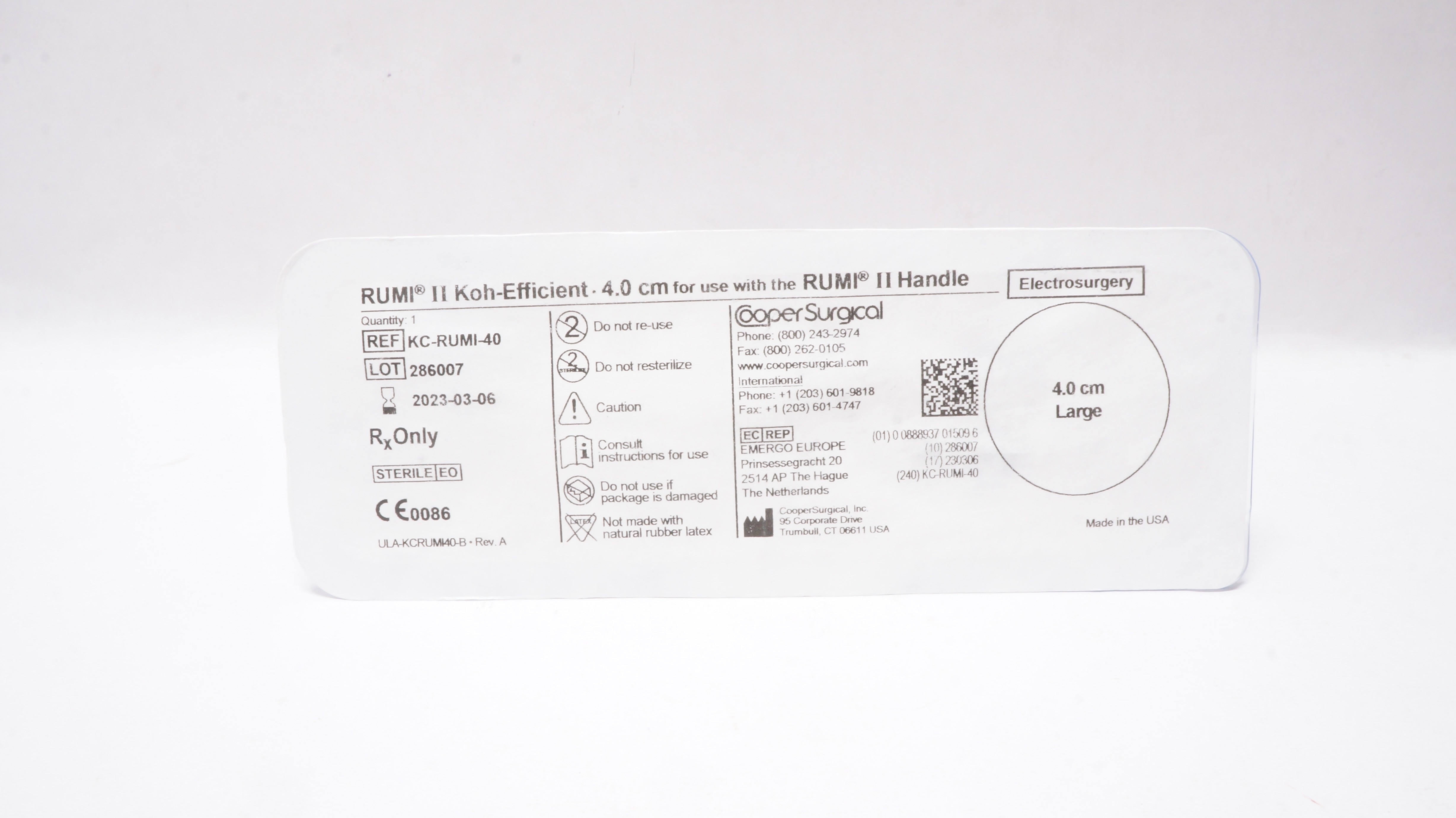 Cooper Surgical KC-RUMI-40  Rumi II Koh-Efficient 4.0cm For Rumi II Handle (x)