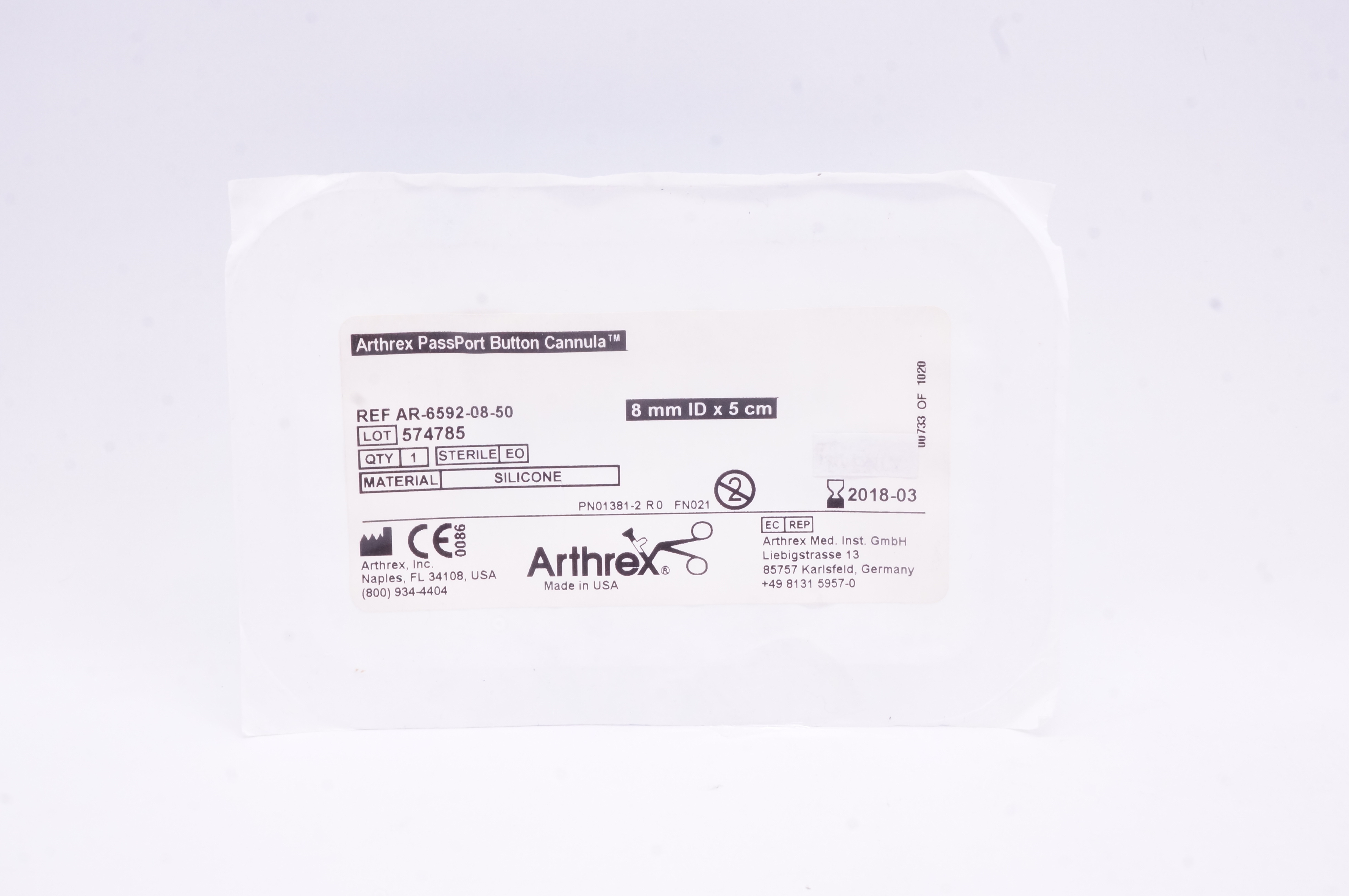 Arthrex AR-6592-08-50 PassPort Button Cannula 8mm x 5cm (x)