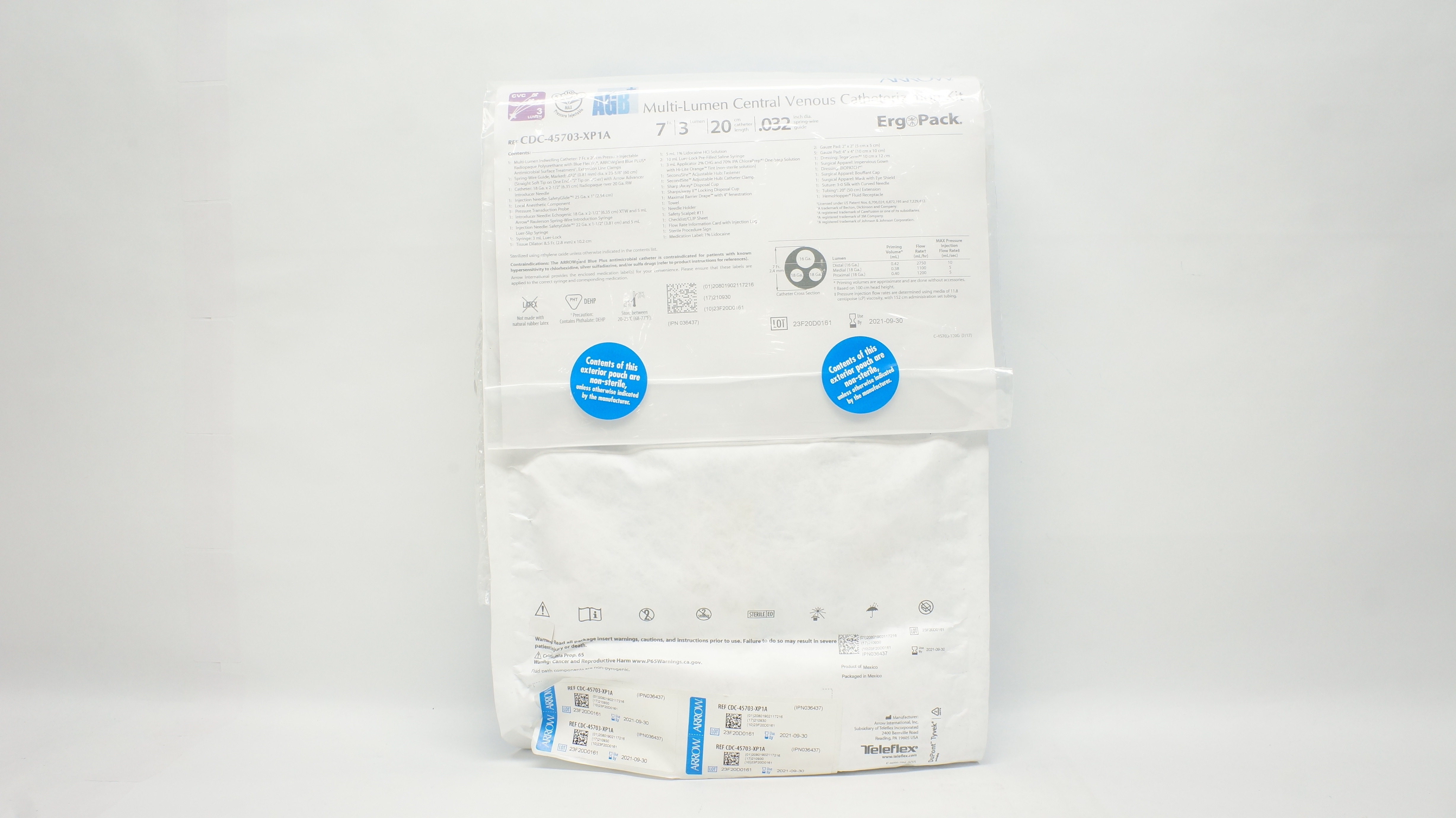 Arrow CDC-45703-XP1A AGB Multi-Lumen Central Venous Cath. Kit 7Fr. x 20cm (x)