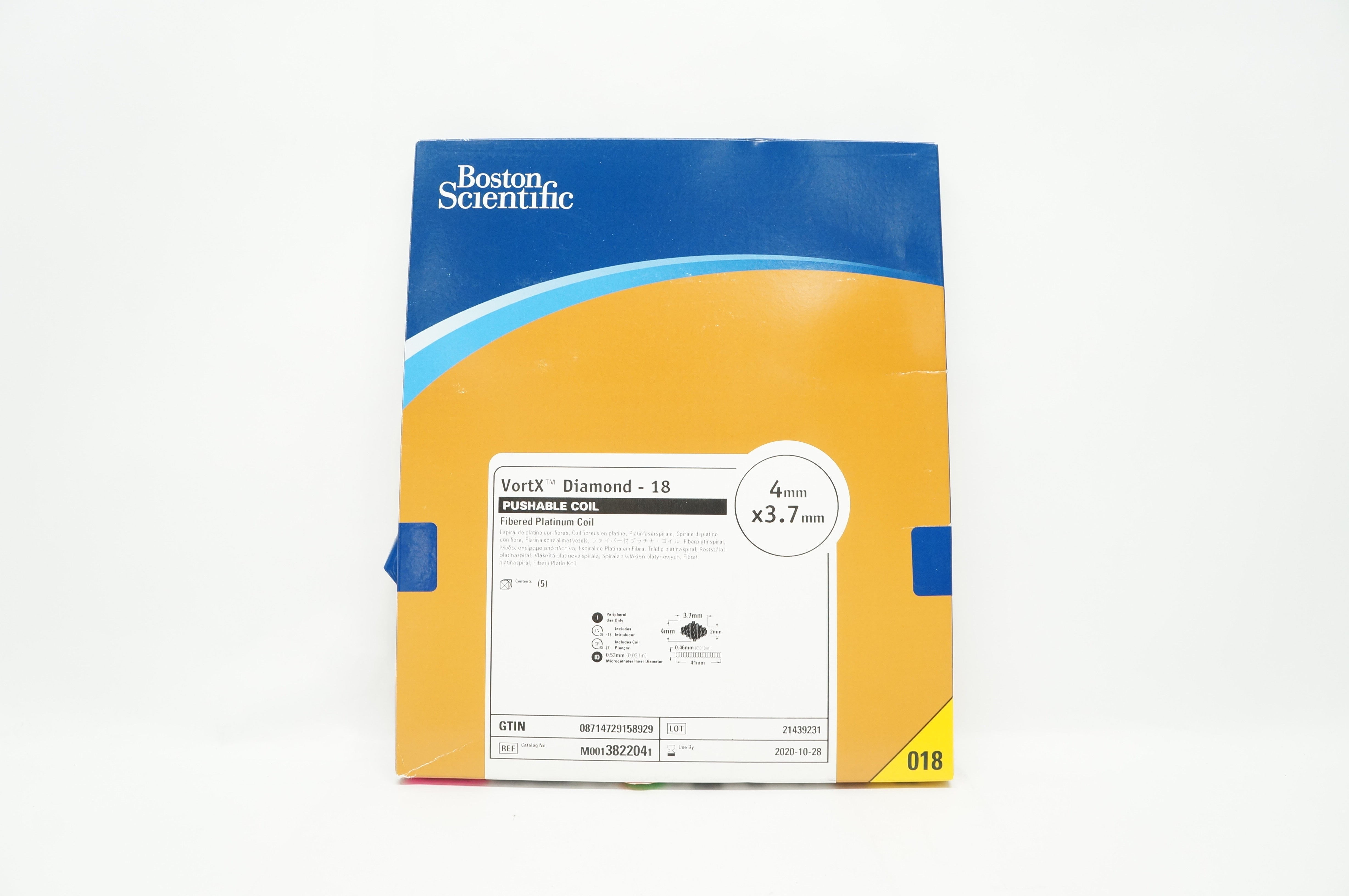 Boston Scientific 382204 VortX Diamond 18 Fibered Platinum Coil - Box of 3 (x)