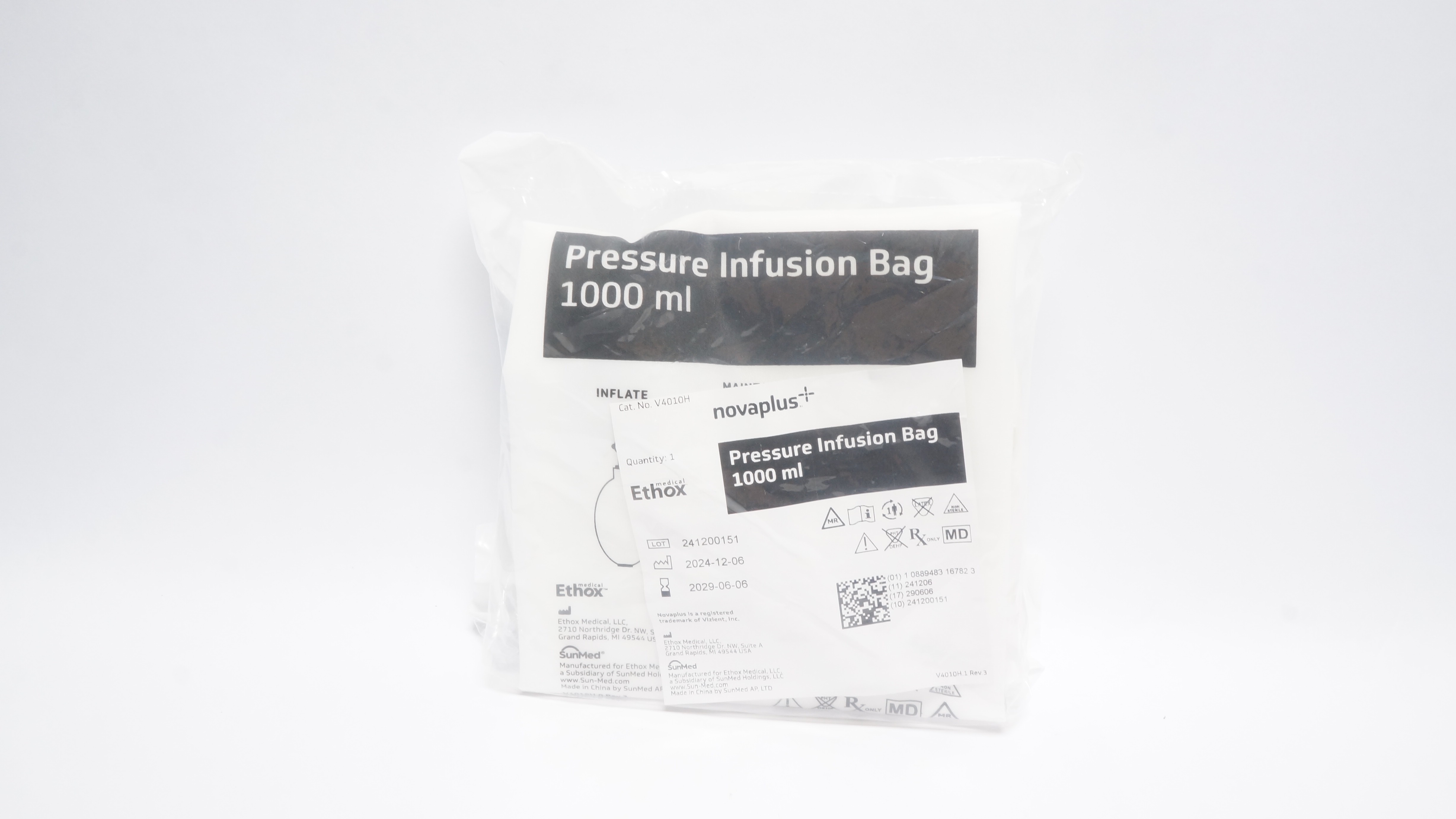 SunMed V4010H Ethox Novaplus Pressure Infusion Bag 1000mL