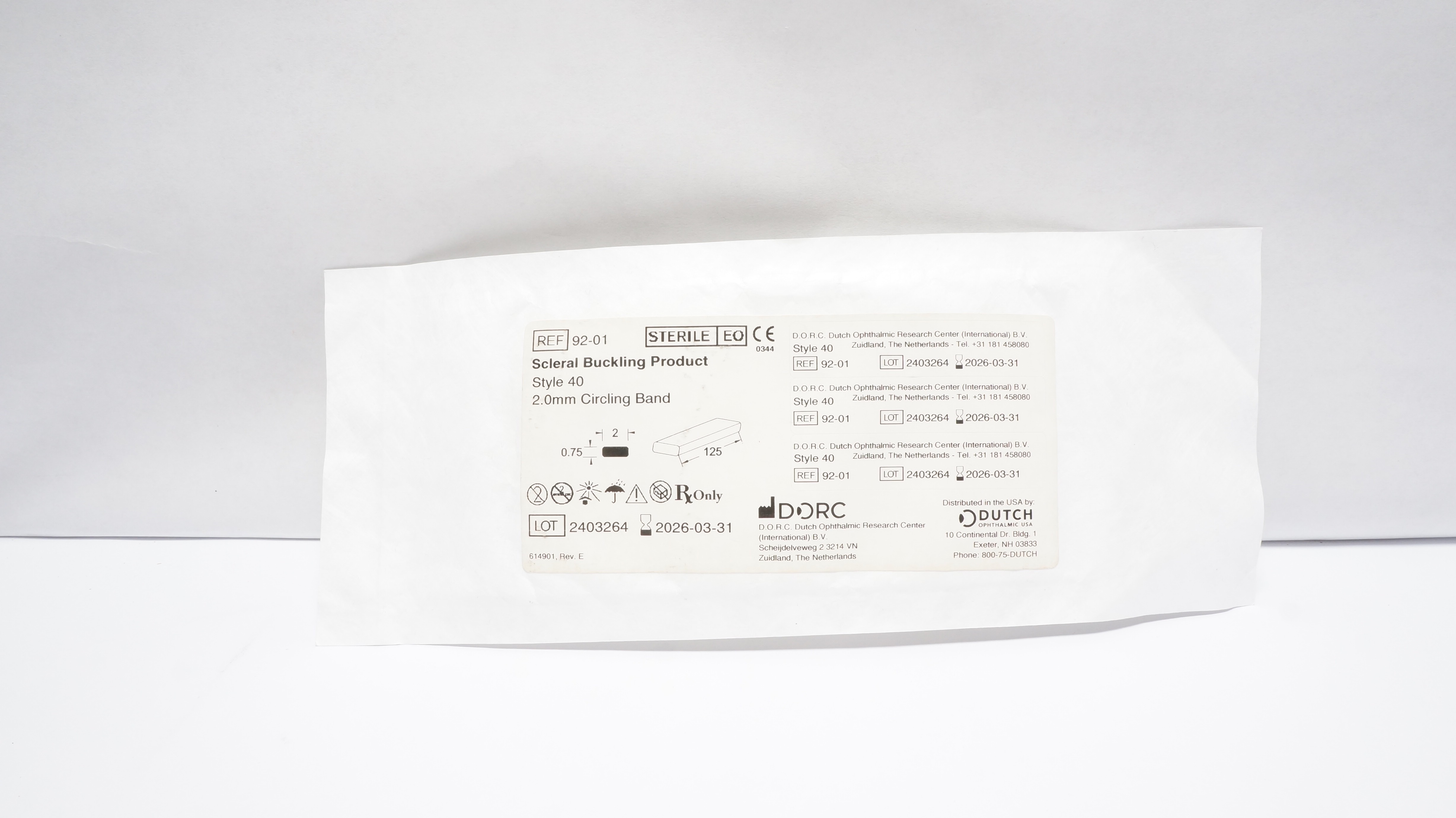 DORC 92-01 Scleral Buckling Products 2.0mm Circling Band Style 40