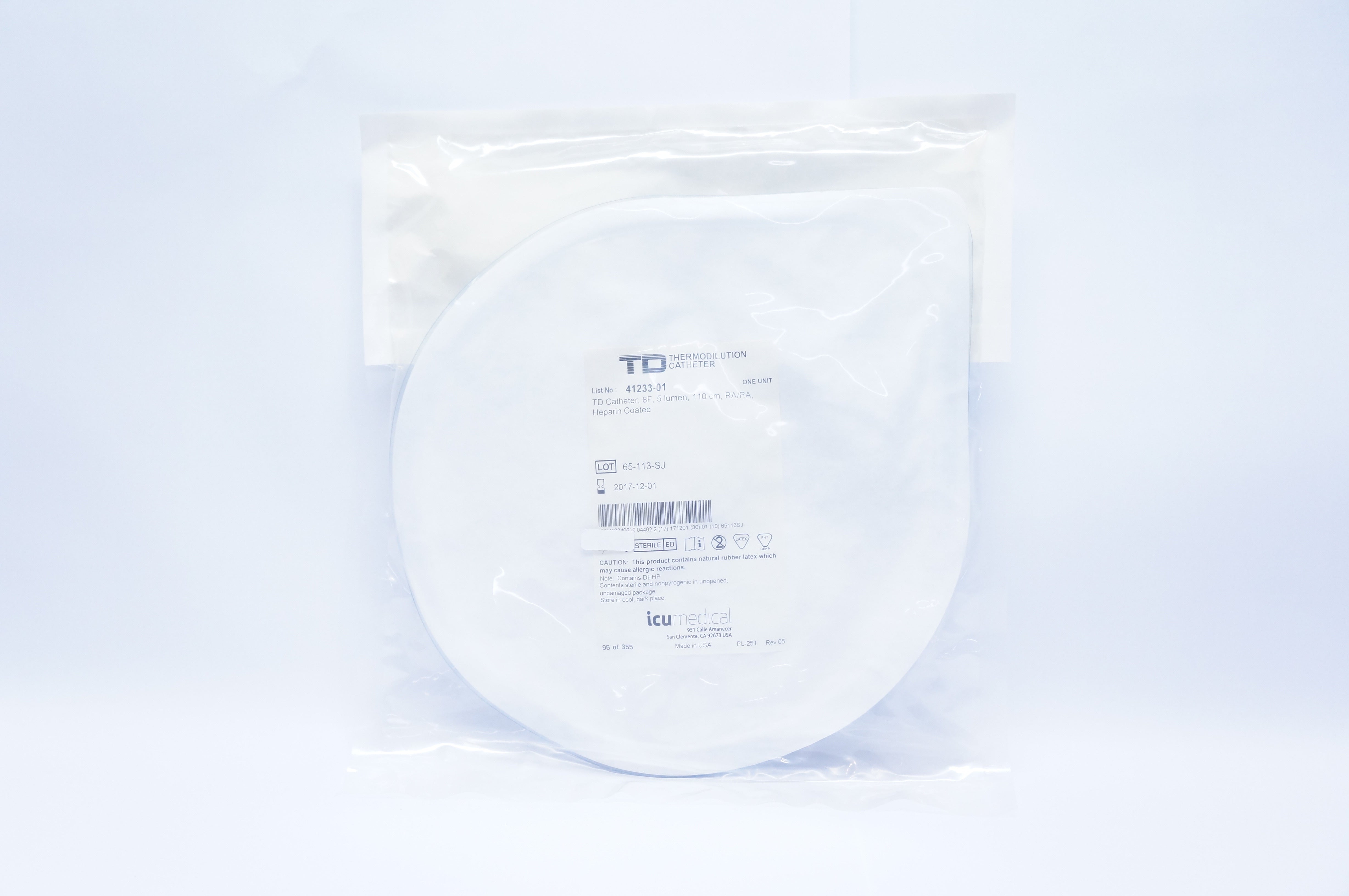 ICU Medical 41233-01 Thermodilution Cath. 8F, 5 lumen, 110cm Heparin Coated (x)