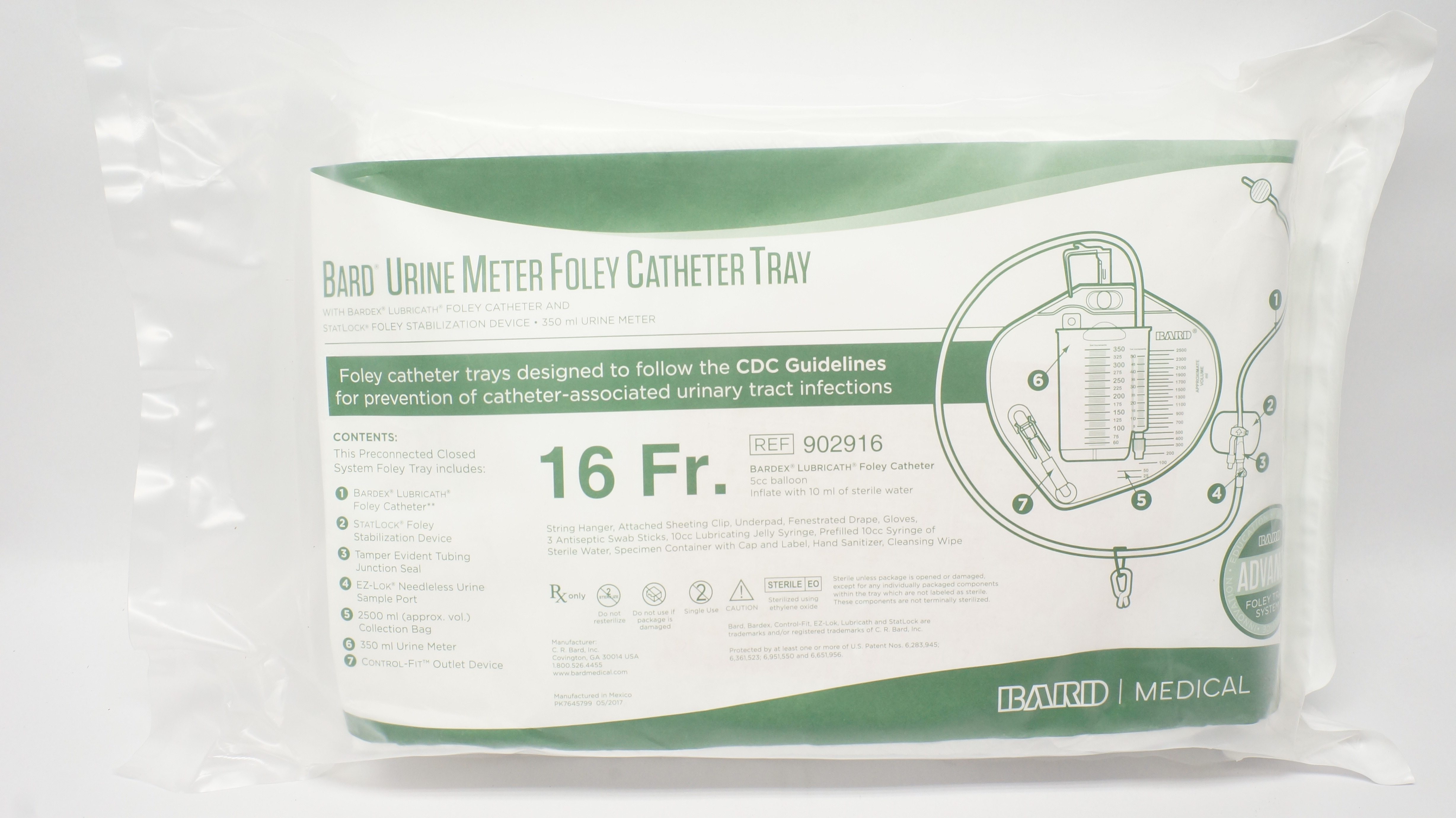 Bard 902916 Urine Meter Foley Cath. Tray 16Fr