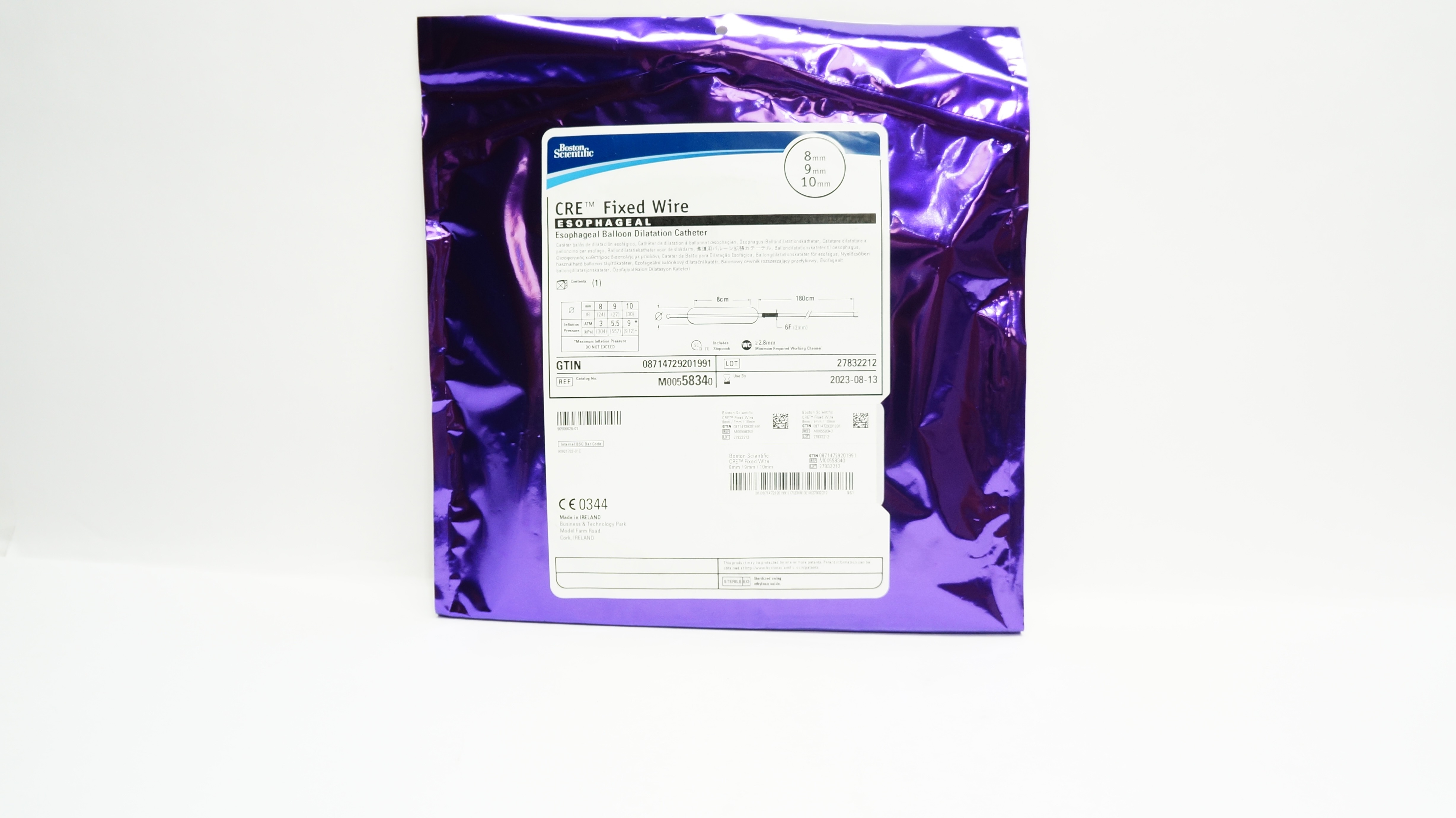 Boston Scientific M00558340 CRE Esophageal Balloon Dilatation Cath. 8x9x10mm (x)