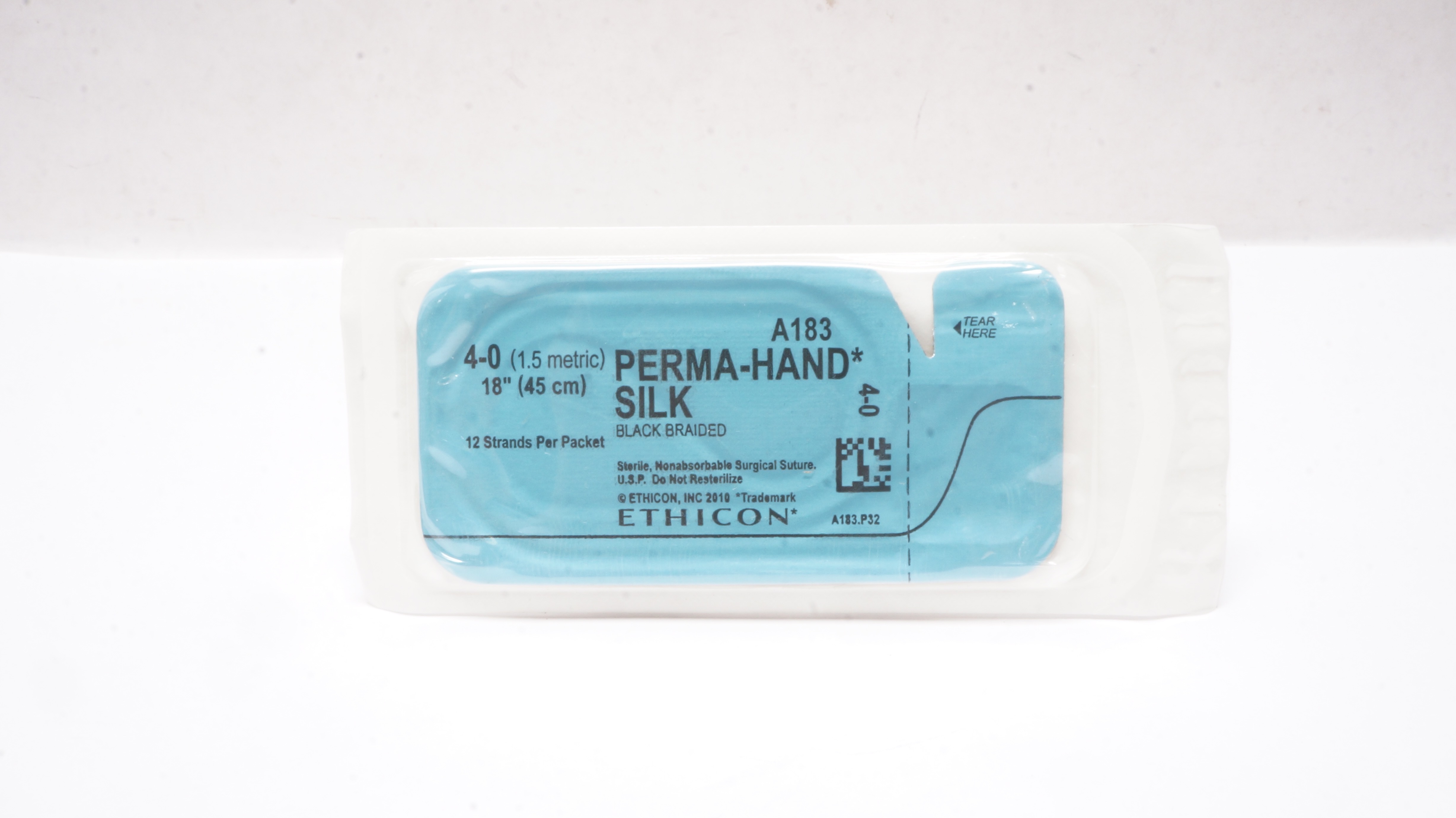 Ethicon A183 4-0 Perma-Hand Silk Surgical Stre Black Braided, 18 inch