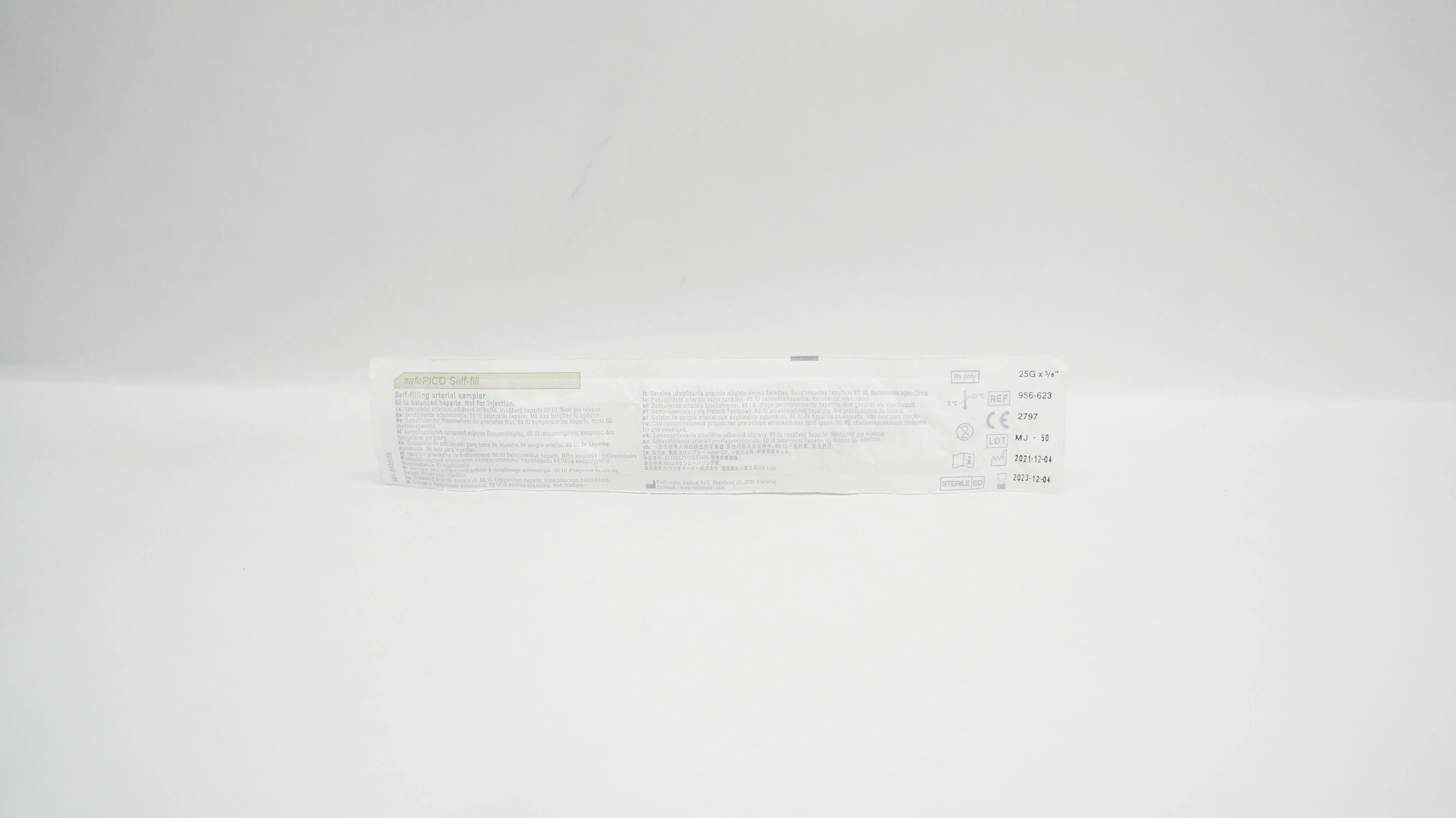 Radiometer Medical 956-623 SafePico Self-Filling Arterial Sampler 25Gx5/8inch(x)