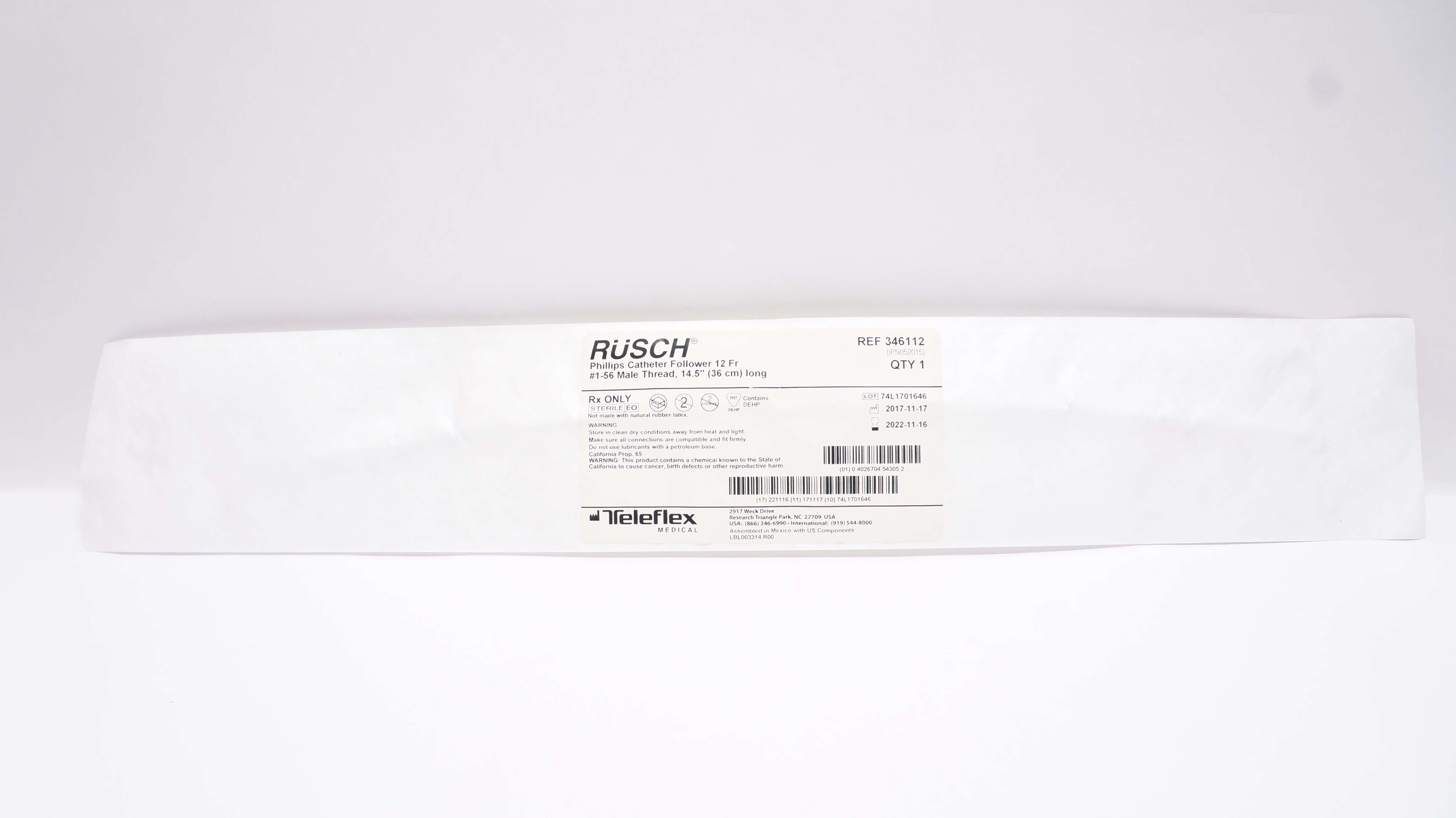 Teleflex 346112 Rusch Phillips Cath. Follower 12Fr x 14.5 inch (x)