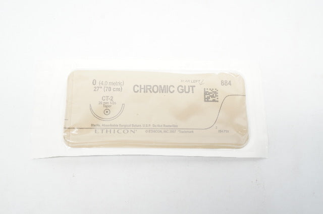Ethicon 884 0 CHROMIC GUT CT-2 26mm 1/2c Taper 27inch (x)