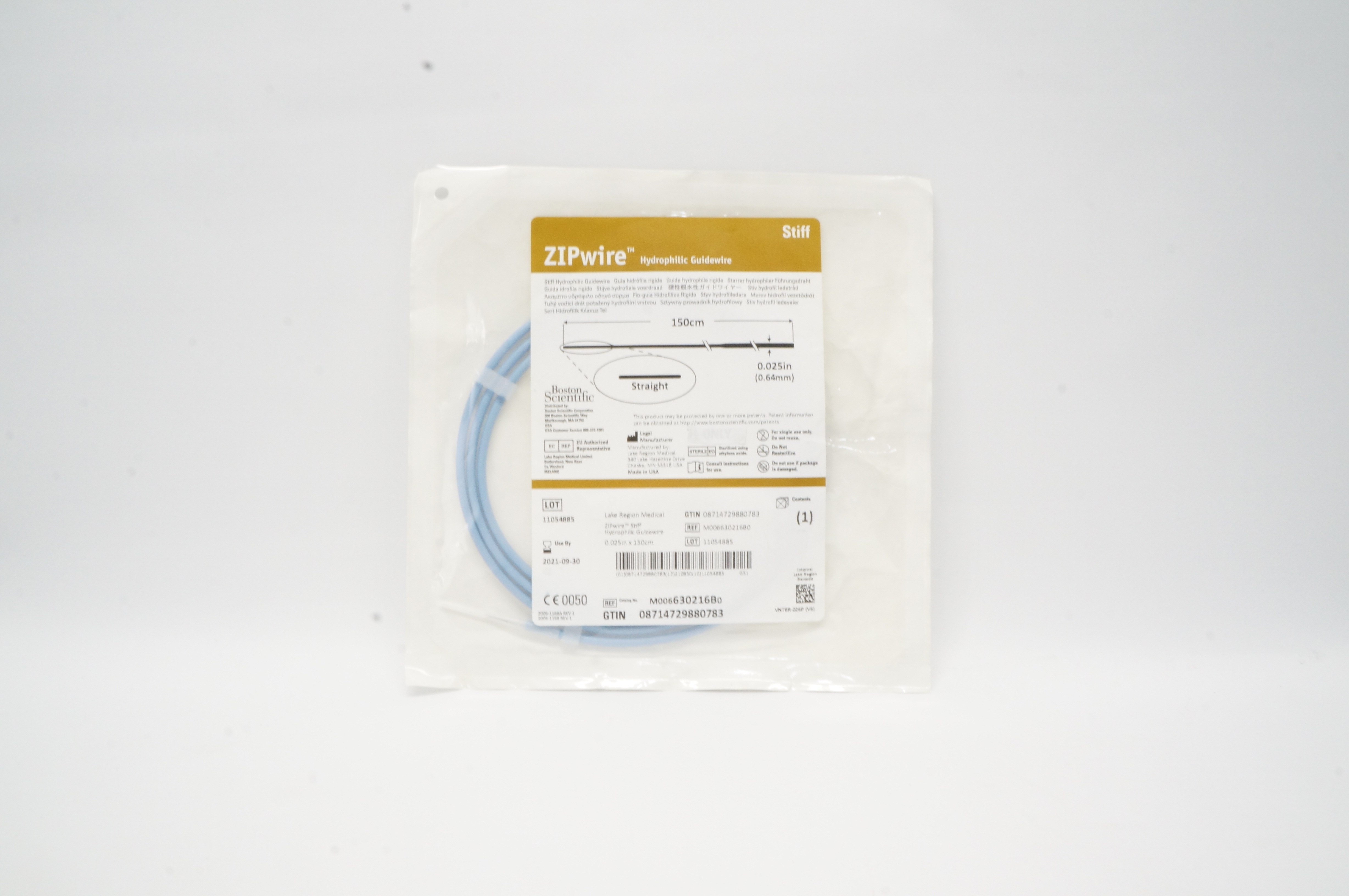 Boston Scientific M006630216B0 ZIPwire Hydrophilic Guidewire 150cm x 0.025in