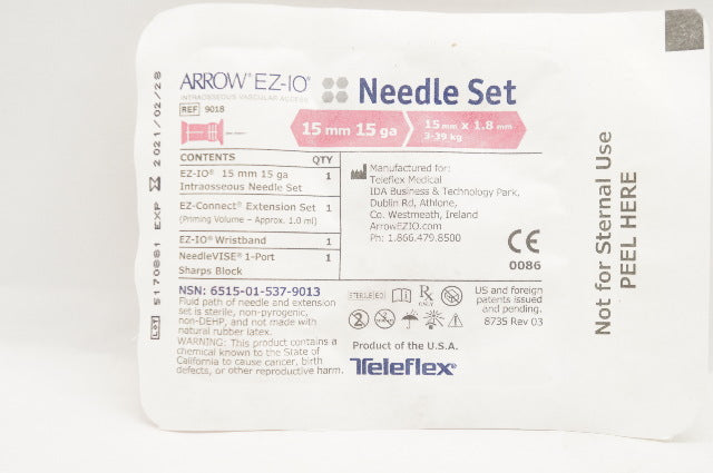Teleflex 9018P Arrow EZ-IO Ndle Set 15mm x 15Ga x 1.8mm 3-39kg (x)