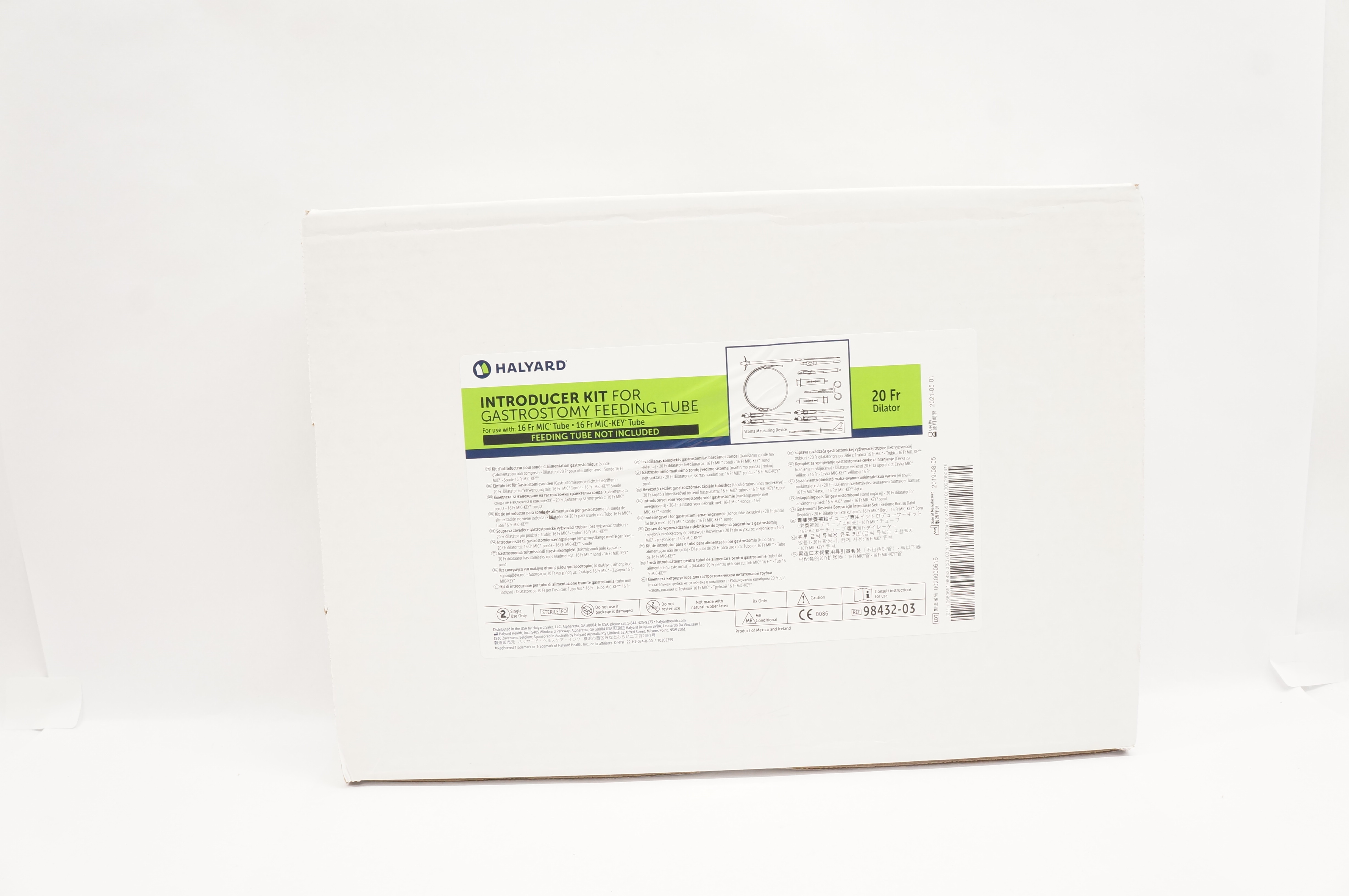 Halyard 98432-03 Imtroducer Kit for Gastrostomy Feeding Tube 20Fr (x)