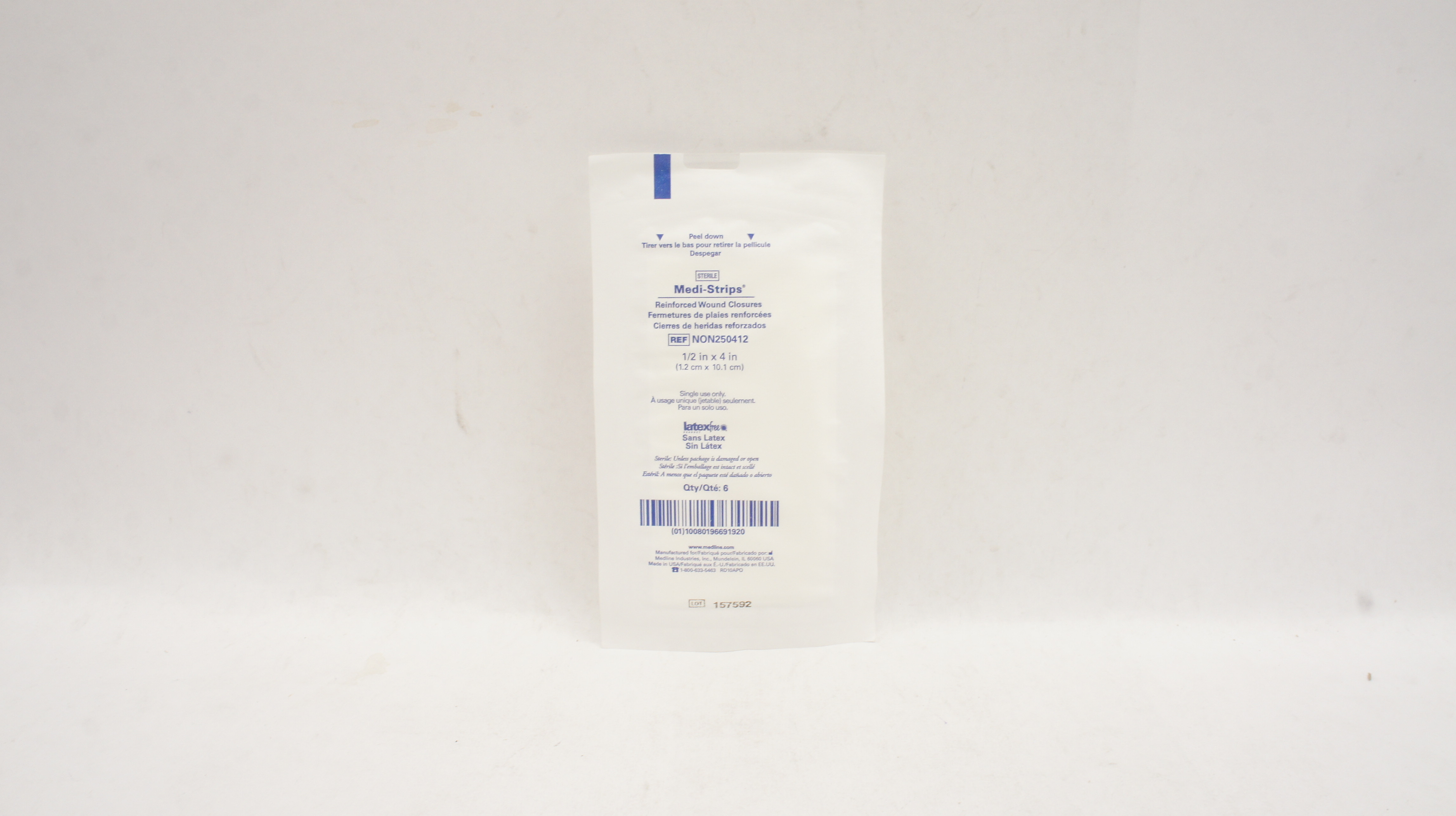 Medline NON250412 Medi-Strips Reinforced Wound Closures 1/2 x 4 inch - Pack of 6