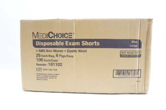 MediChoice 181102 Disposable Exam Shorts Blue Large - Case of 100