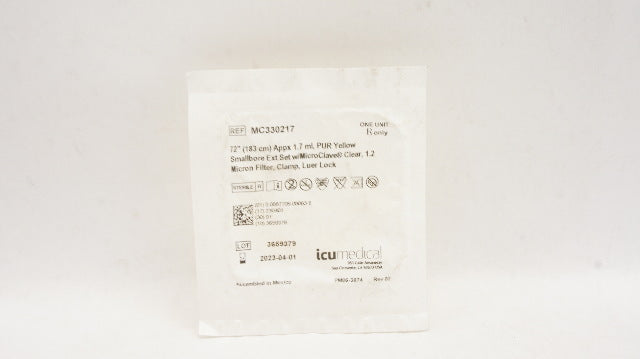 Icu Medical MC330217 PUR Yellow Smallbore Ext Set w/MicroClave Clear 72 inch