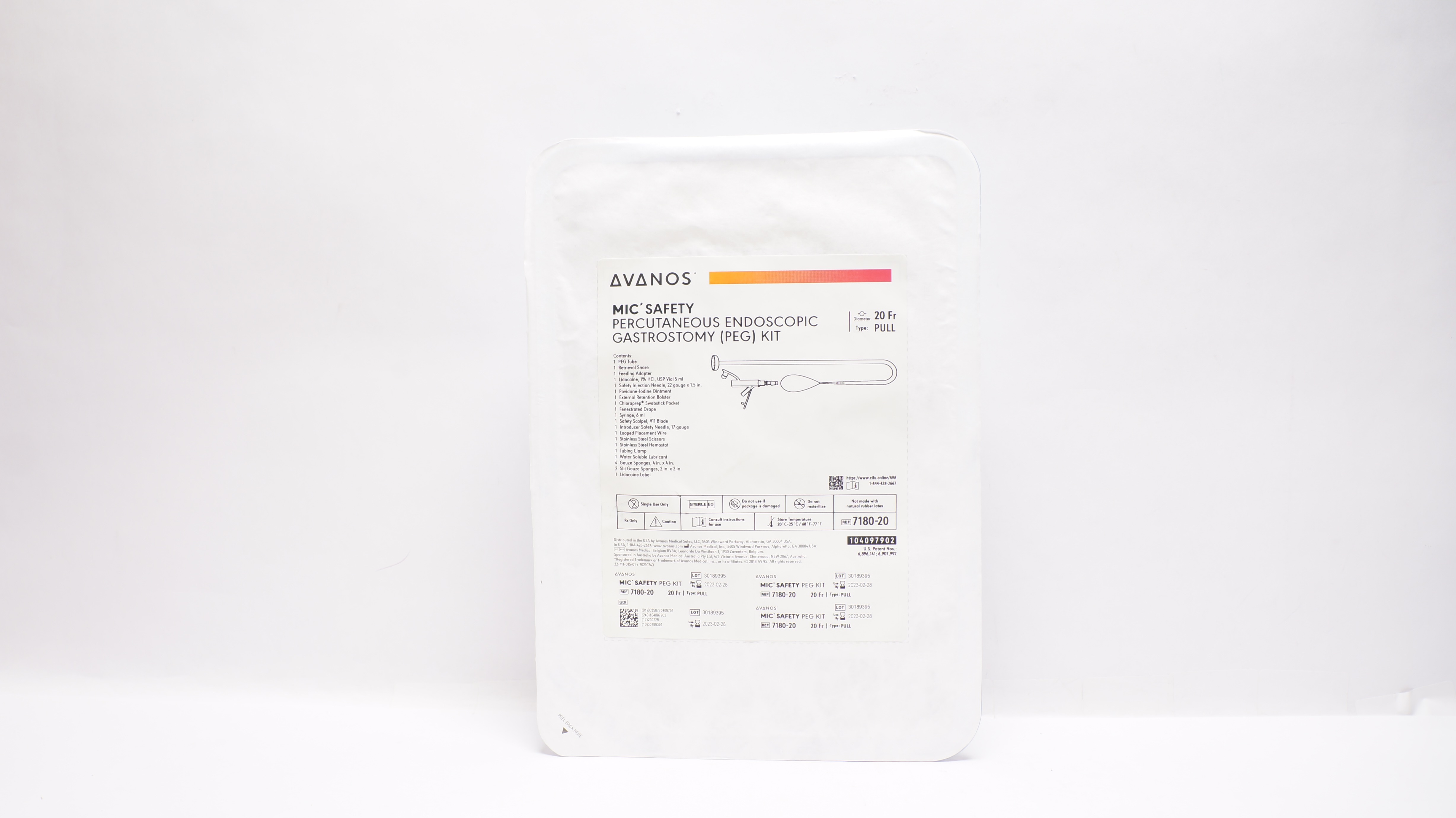 Avanos 7180-20 Percutaneous Endoscopic Gastrostomy (PEG) Kit 20Fr (x)