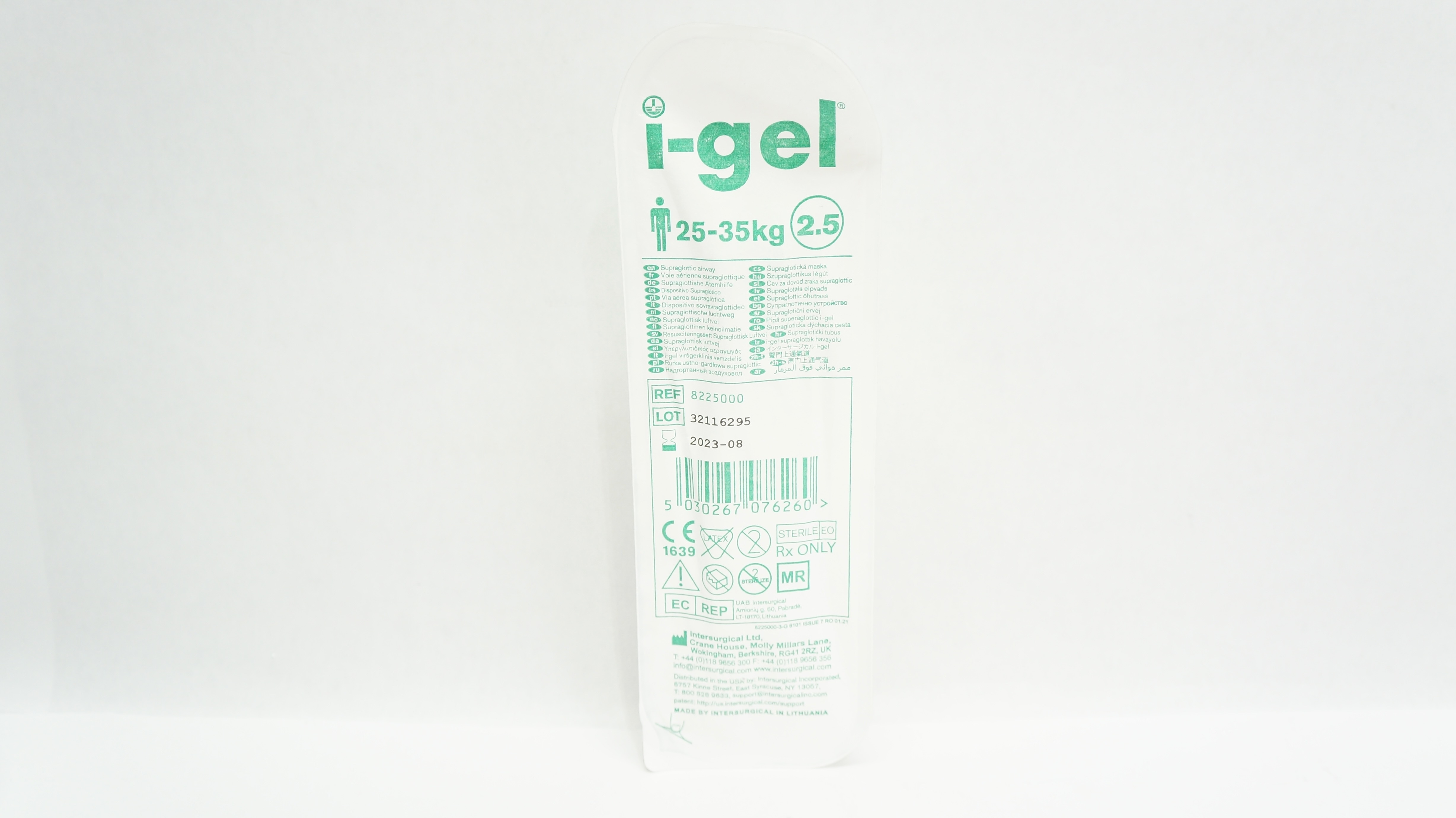 Intersurgical 8225000 I-Gel Supraglottic Airway 25-35 kg, Size 2.5 (x)