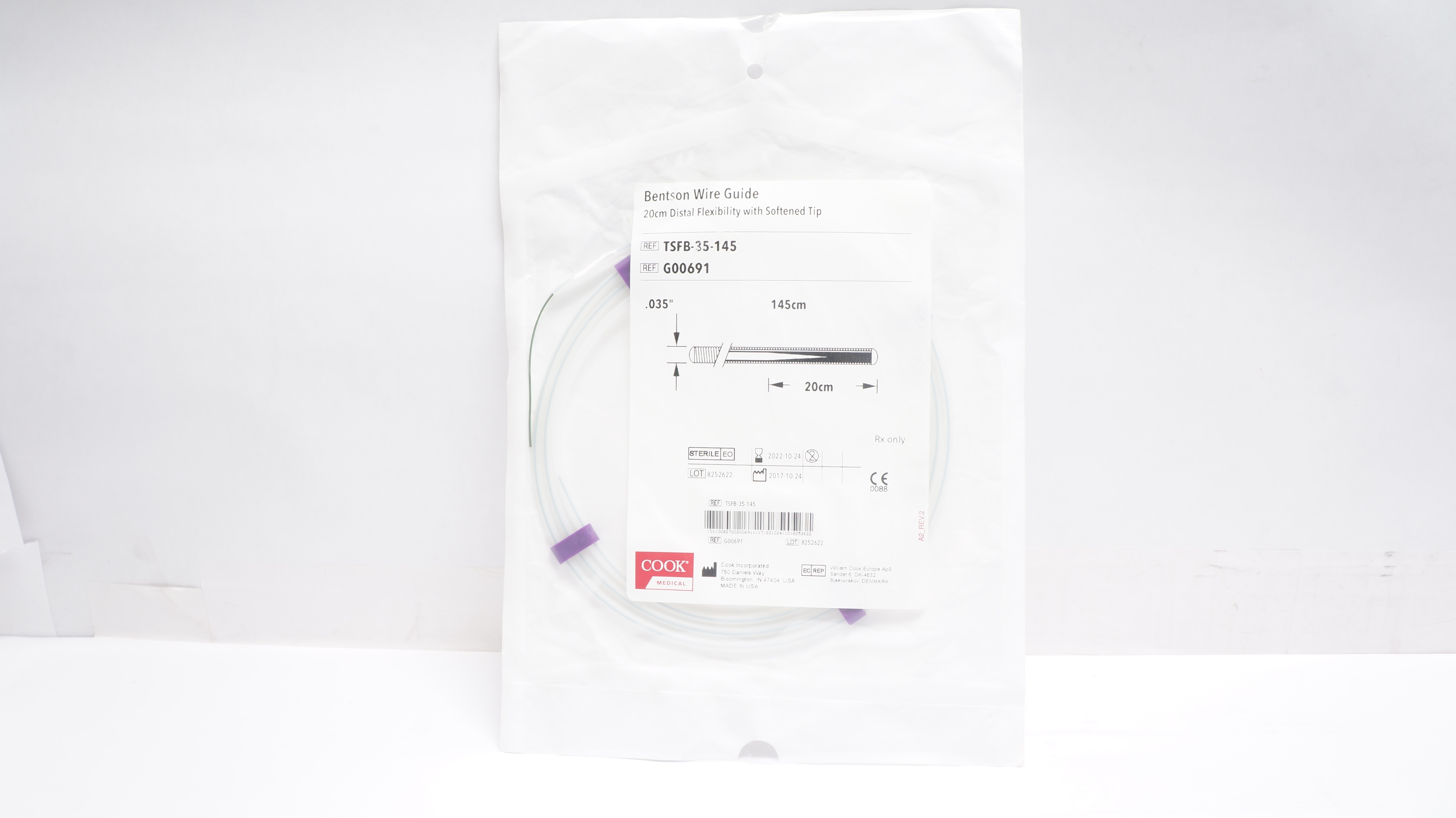 Cook Medical G00691 Bentson Wire Guide .035inch x 145cm x 20cm (x)