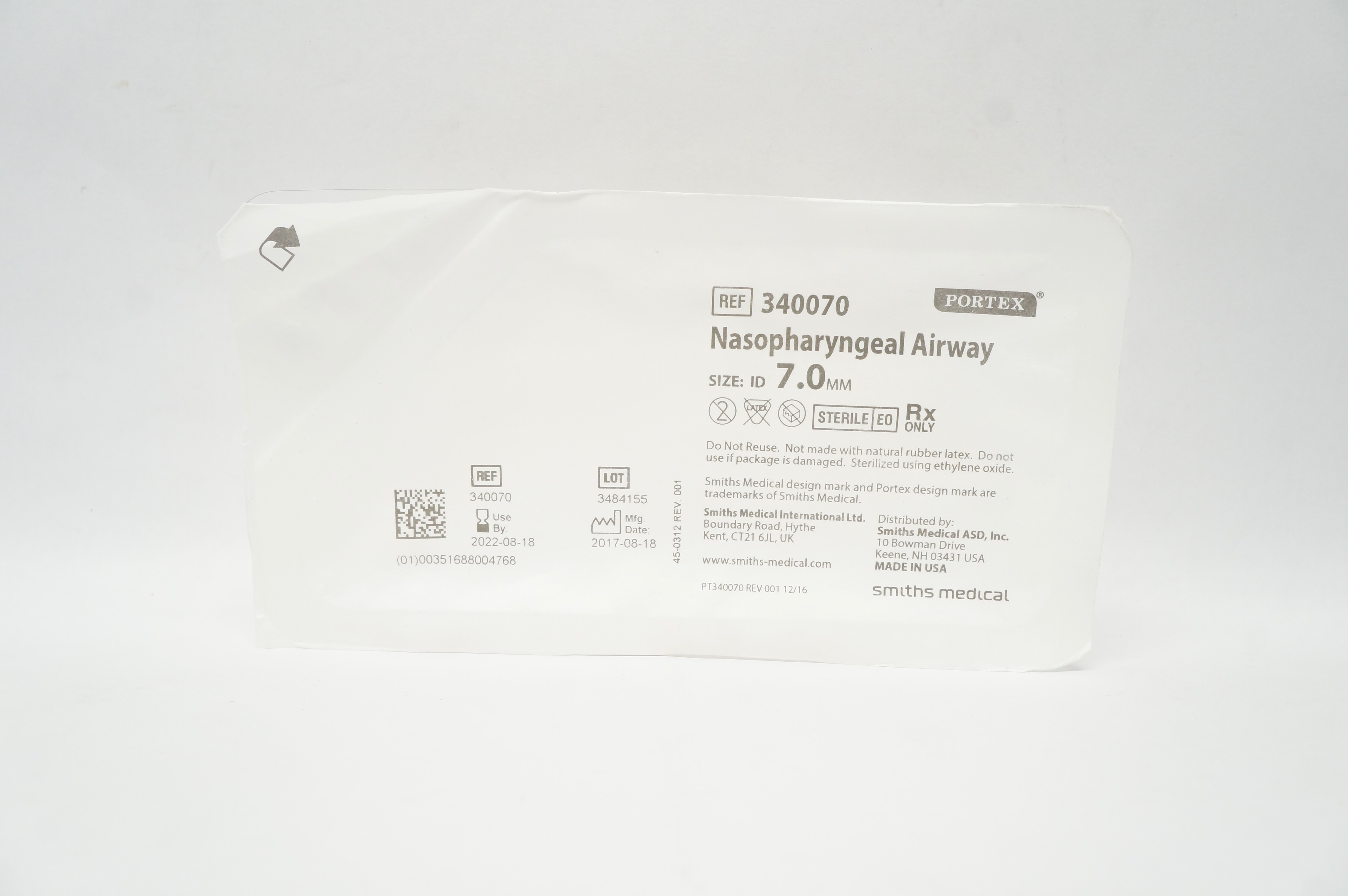 Smiths Medical 340070 Portex Nasopharyngeal Airway Size 7.0mm ID (x)