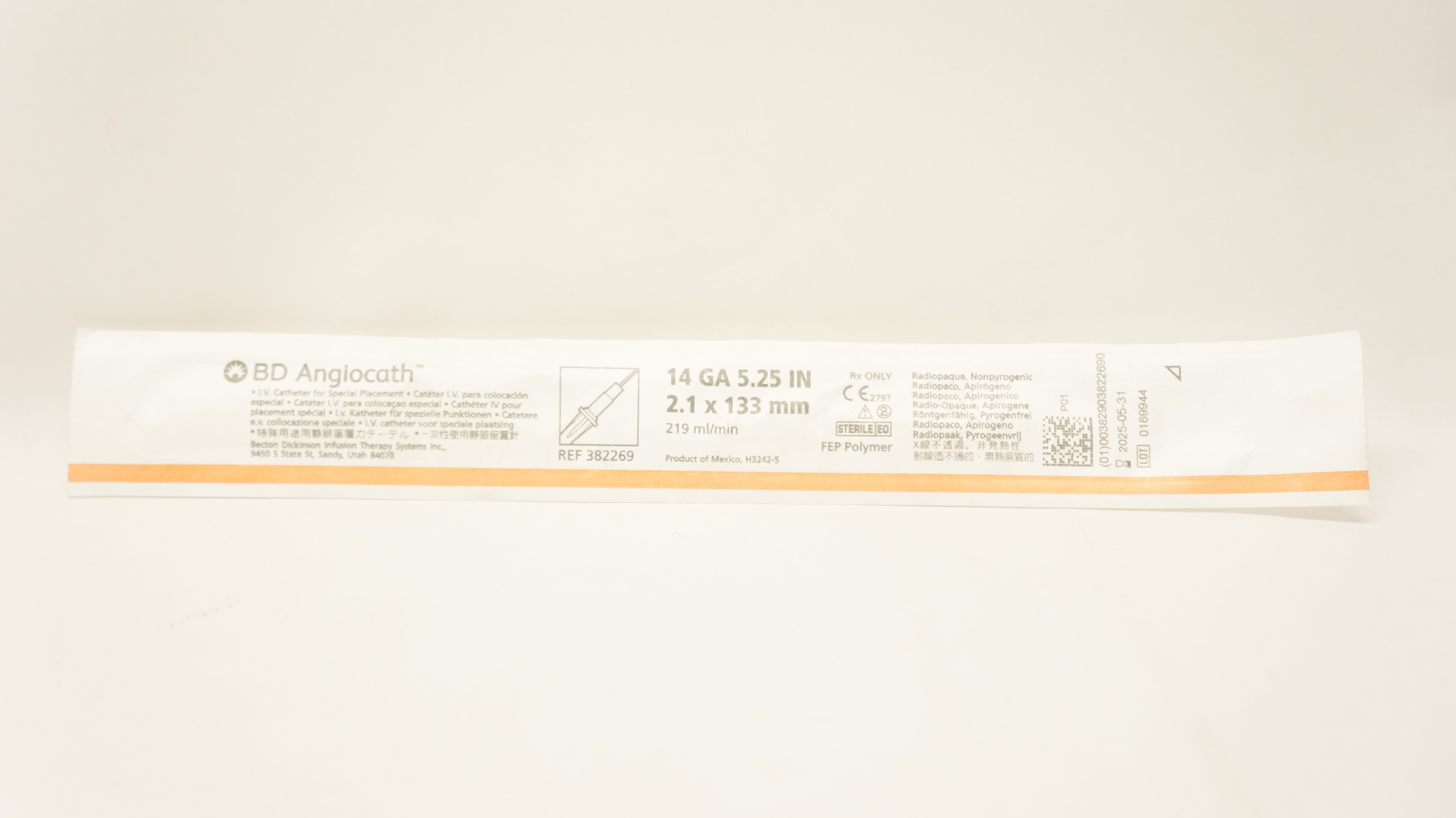 BD 382269 Angiocath IV Cath. 14GA x 5.25 inch 219ml/min