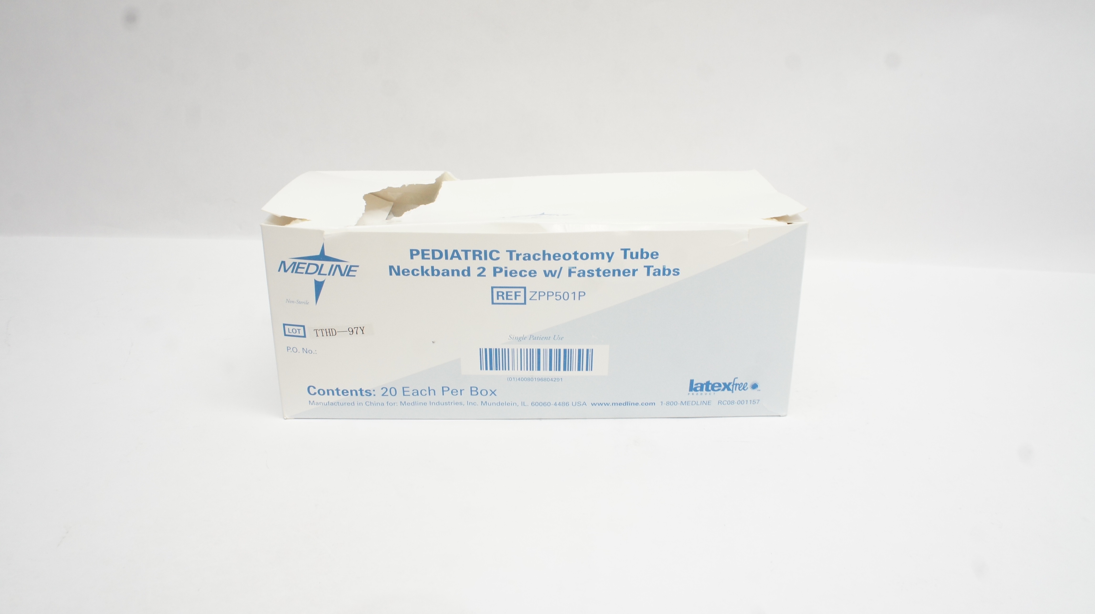 Medline ZPP501P Pediatric Tracheostomy Tube Neckband 2Piece W/Tabs - Box of 20