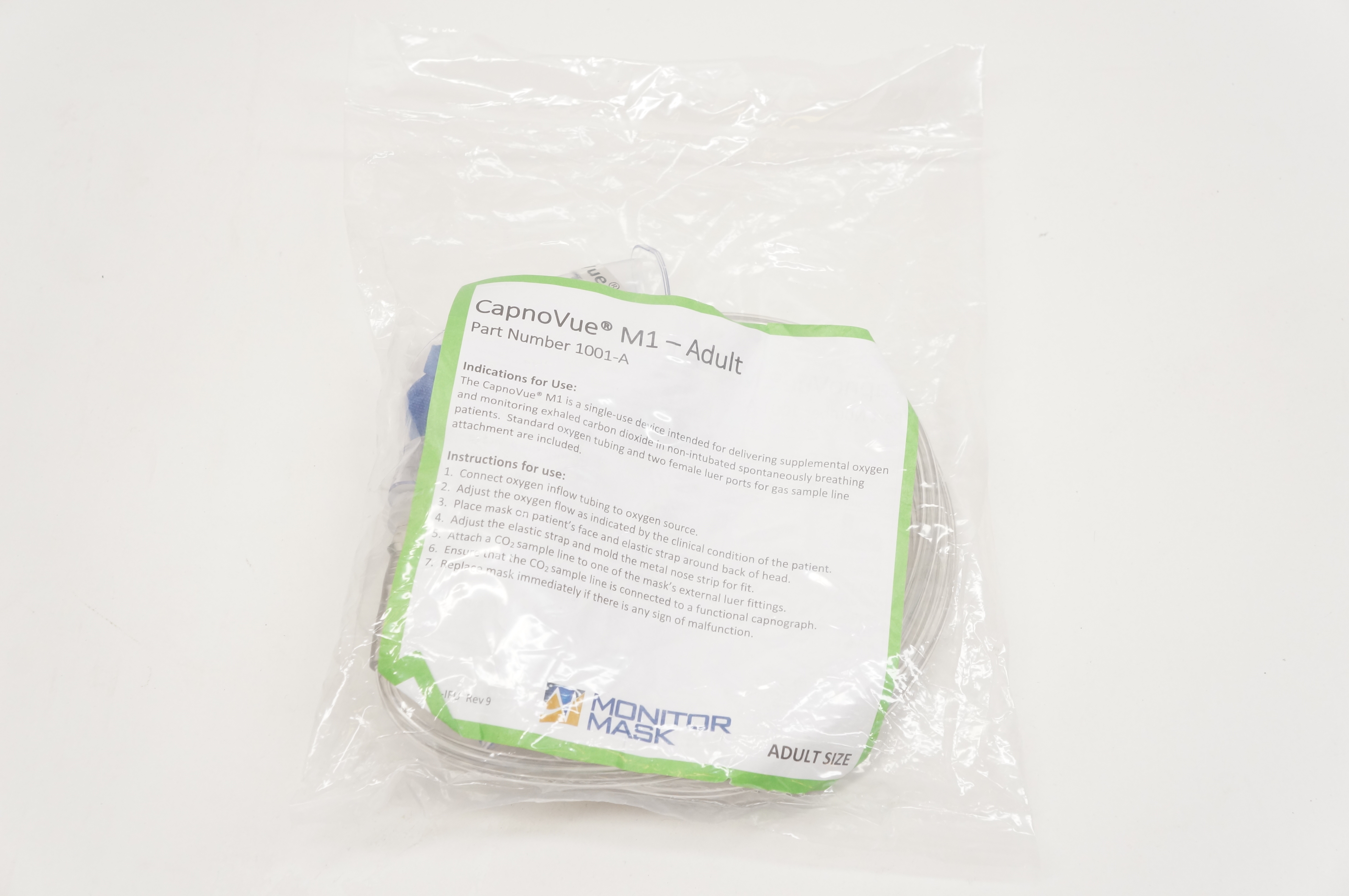 Salter Labs 1001-A CapnoVue Monitor Mask, Face Mask M1, Adult