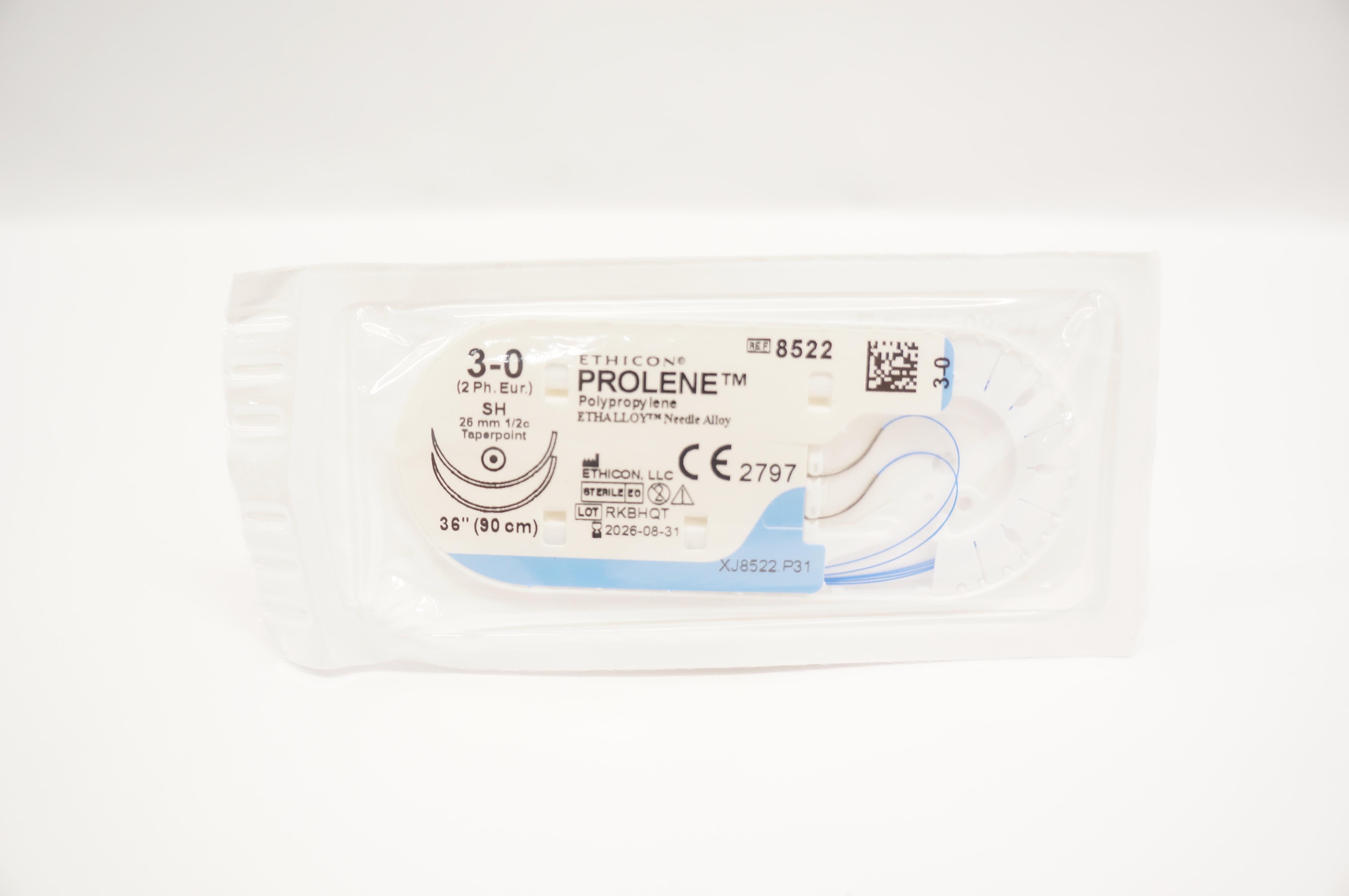 Ethicon 8522 3-0 PROLENE Polypropylene Stre SH 26mm 1/2c Taperpoint, 36inch