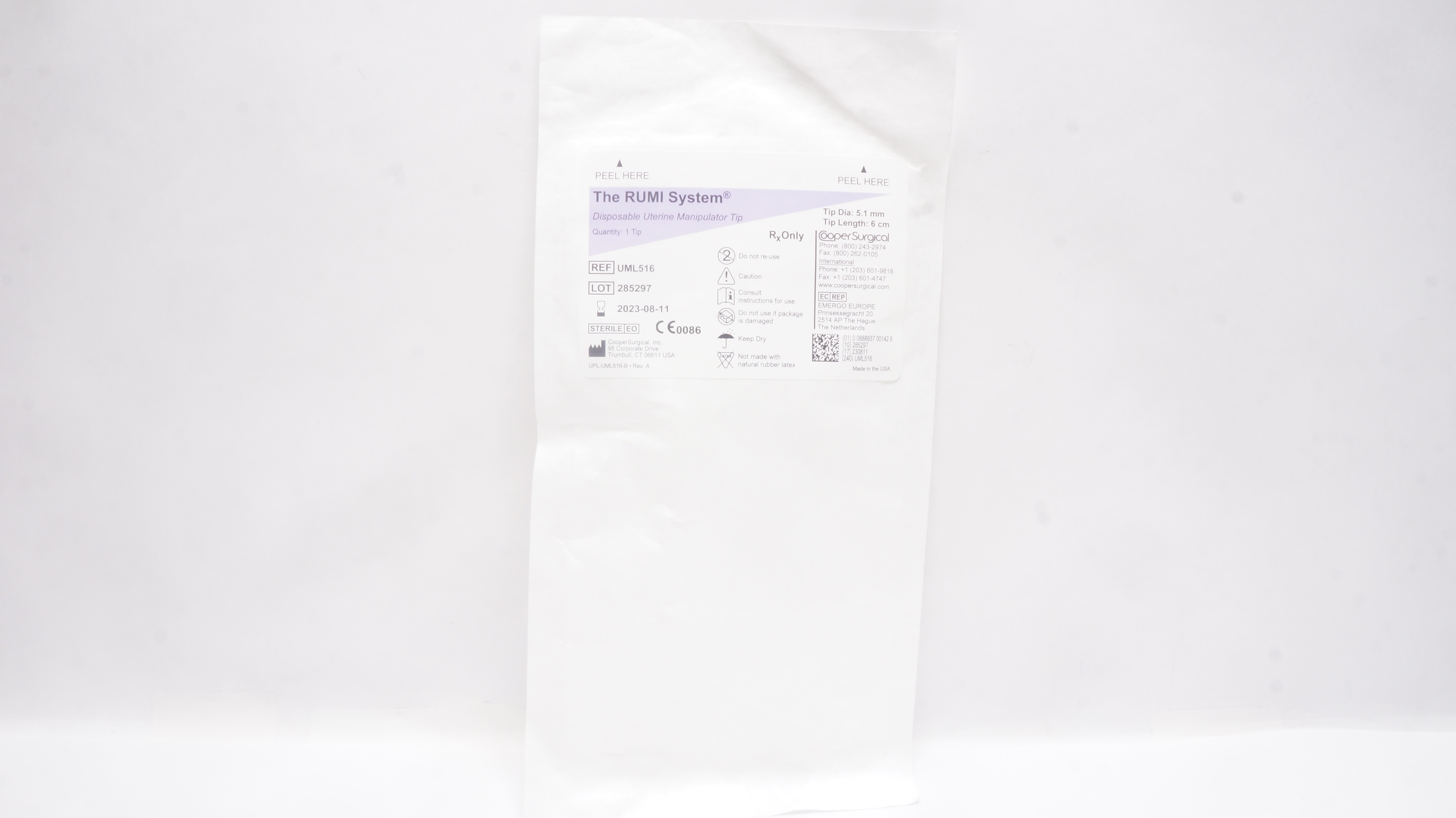 Cooper Surgical UML516 RUMI Disposable Uterine Manipulator Tip 5.1mm x 6cm (x)
