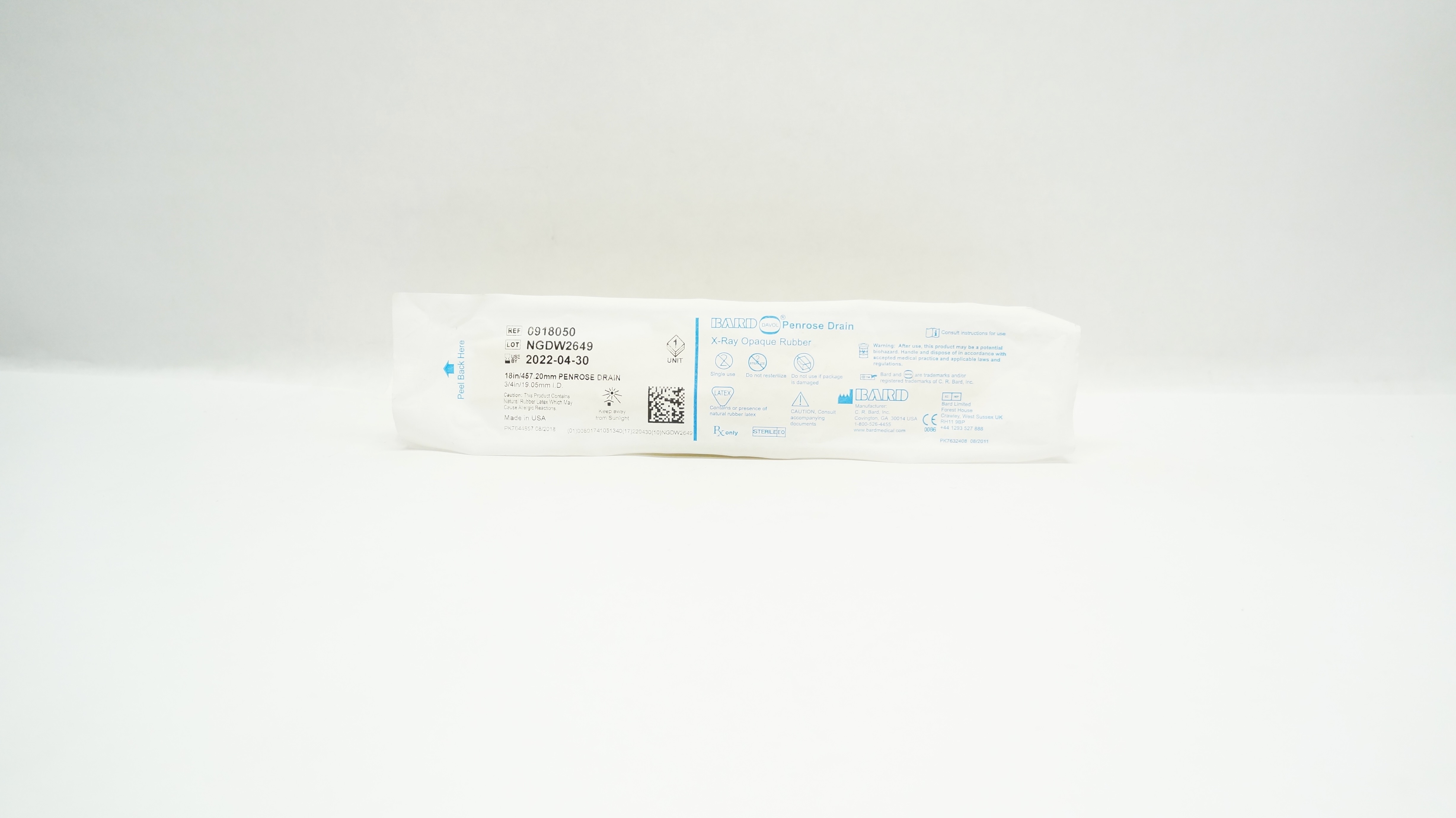 Bard 0918050 Penrose Drain X-Ray Opaque Rubber 18inch x 3/4inch (x)