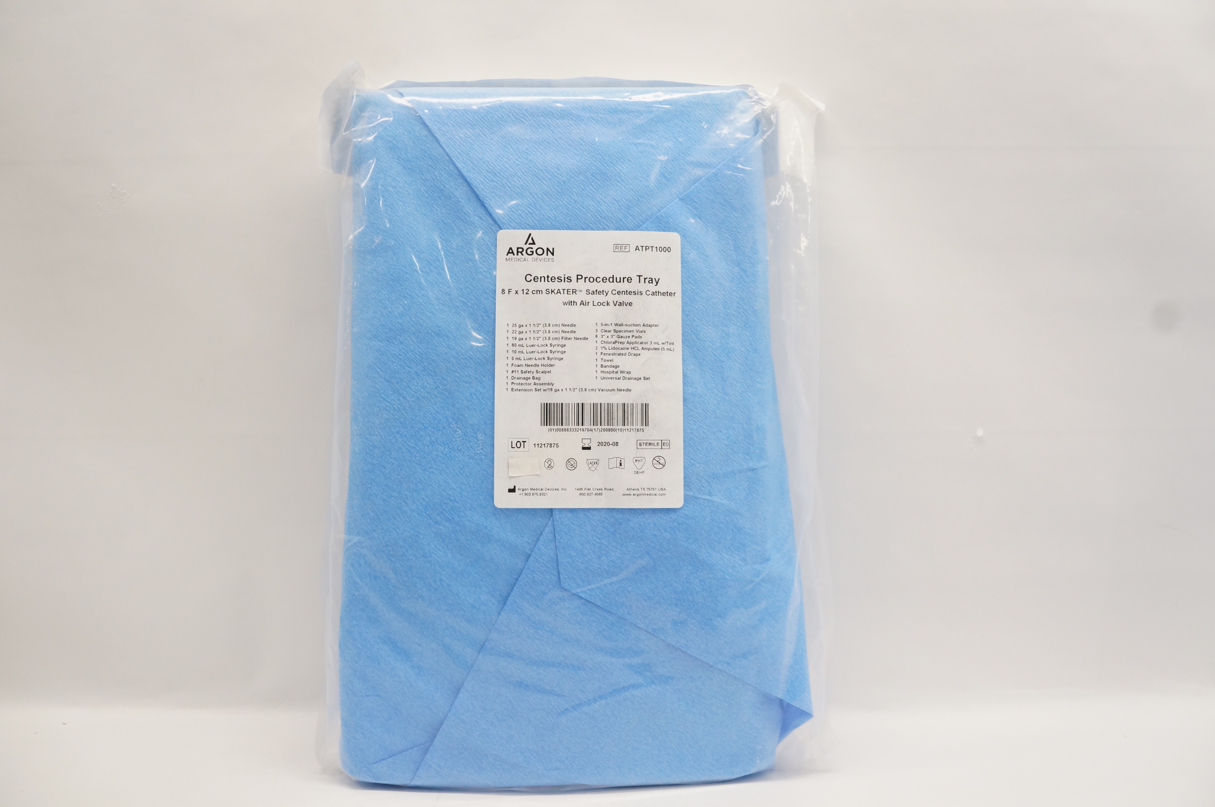Argon ATPT1000 Centesis Procedure Tray 8F x12cm Skater Safety Centesis Cath. (x)