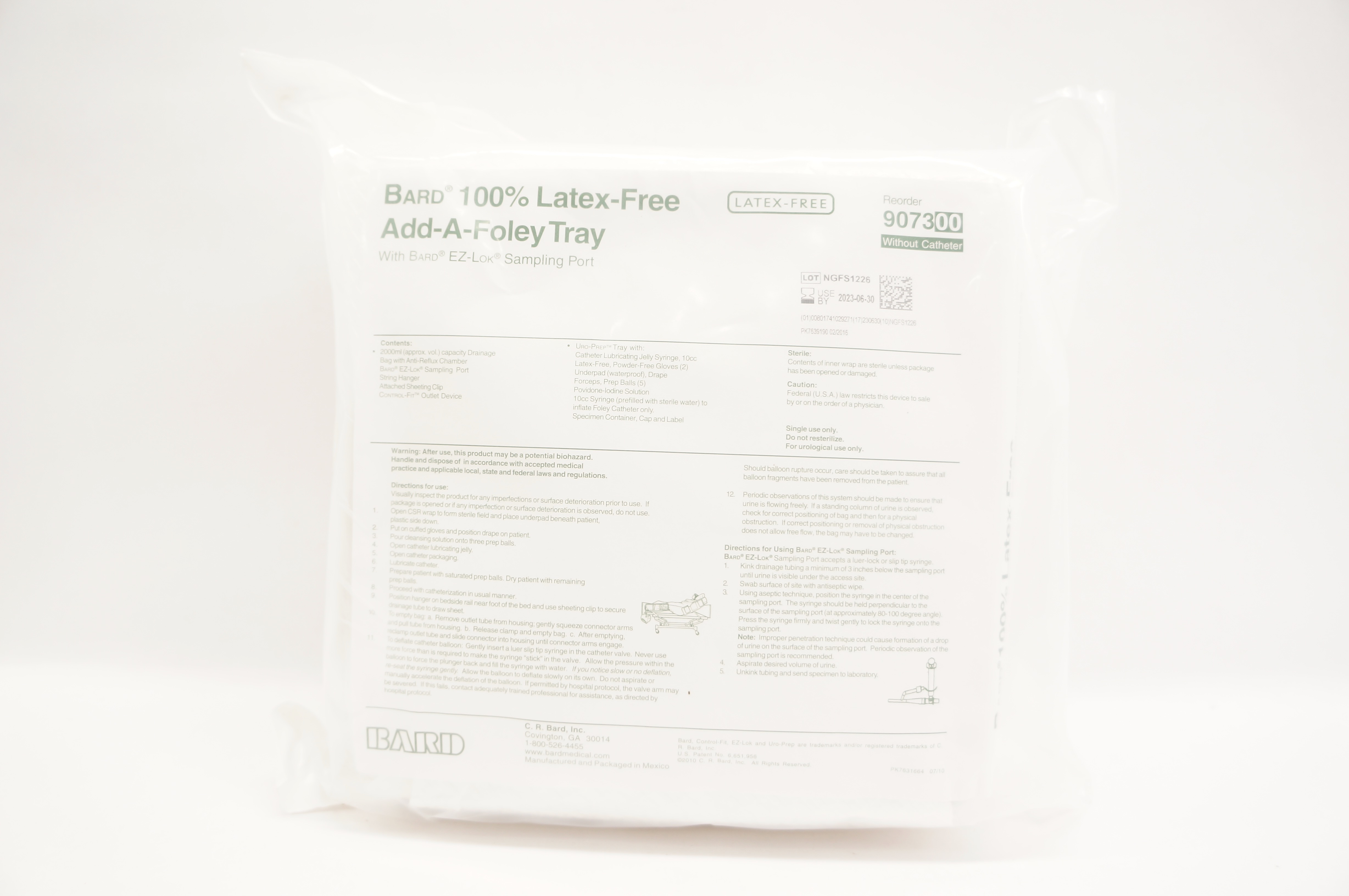 Bard 907300 Foley Tray without Cath.