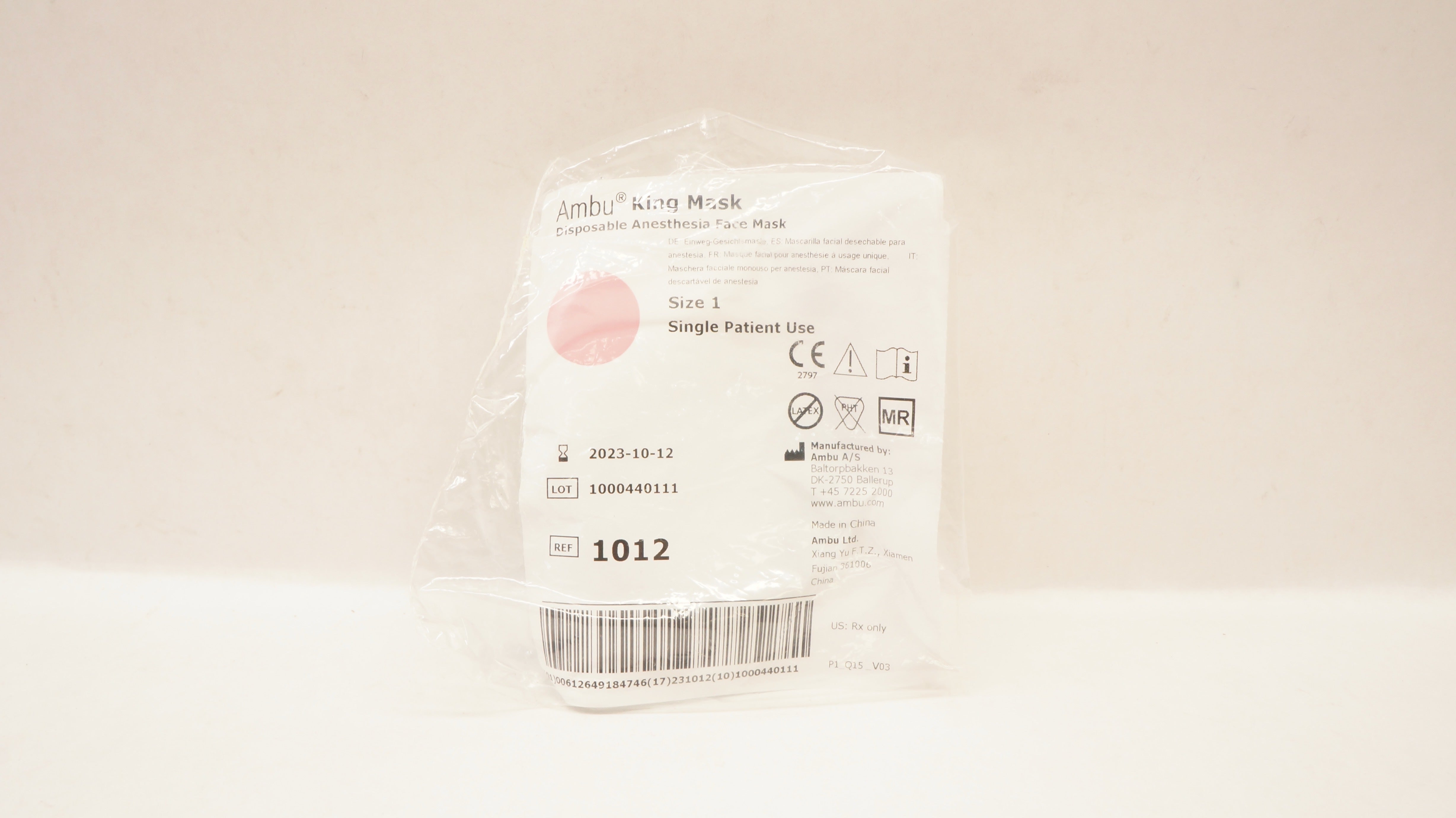AMBU 1012 King Disposable Anesthesia Face Mask Size 1