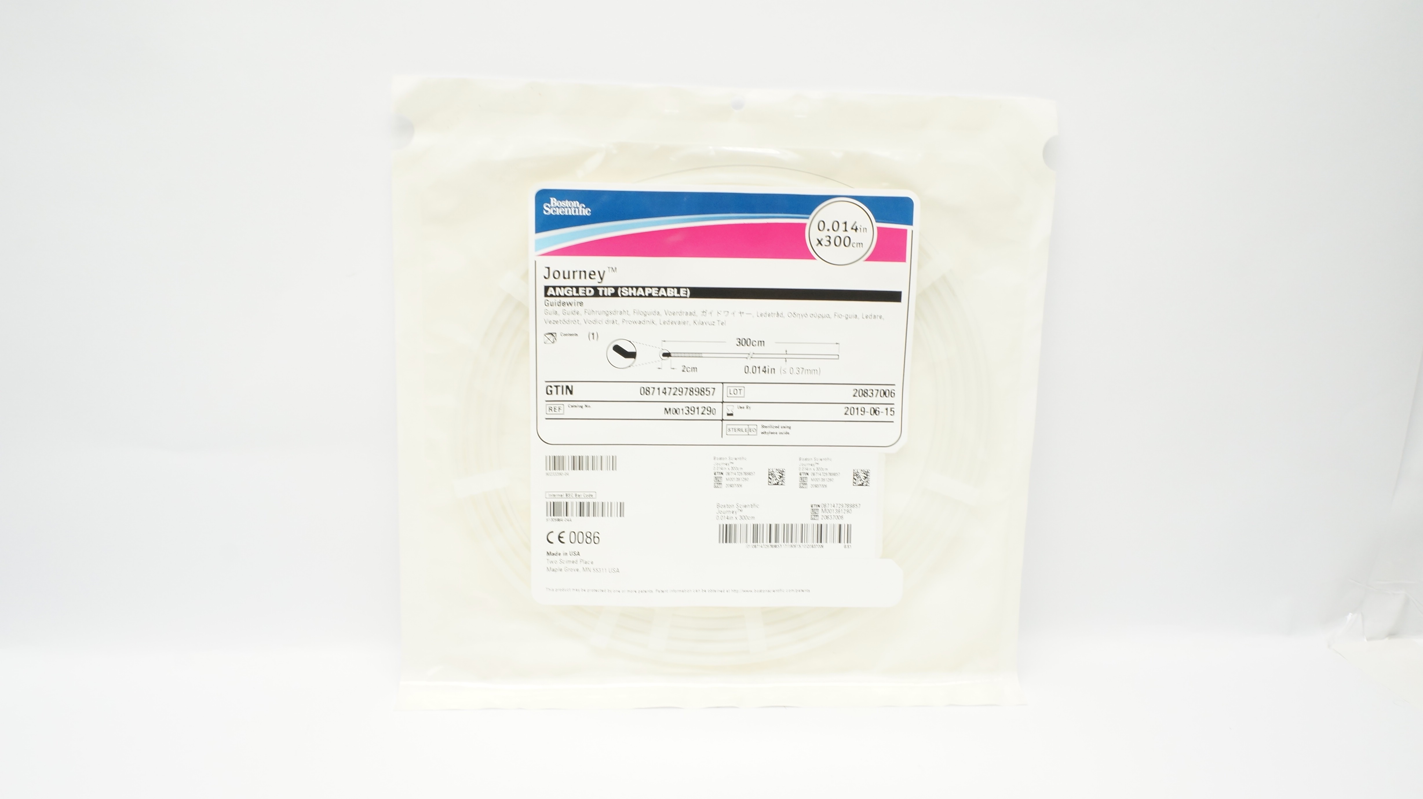 Boston Scientific M001391290 Journey Angled Tip Guidewire 0.014in. x 300cm (x)