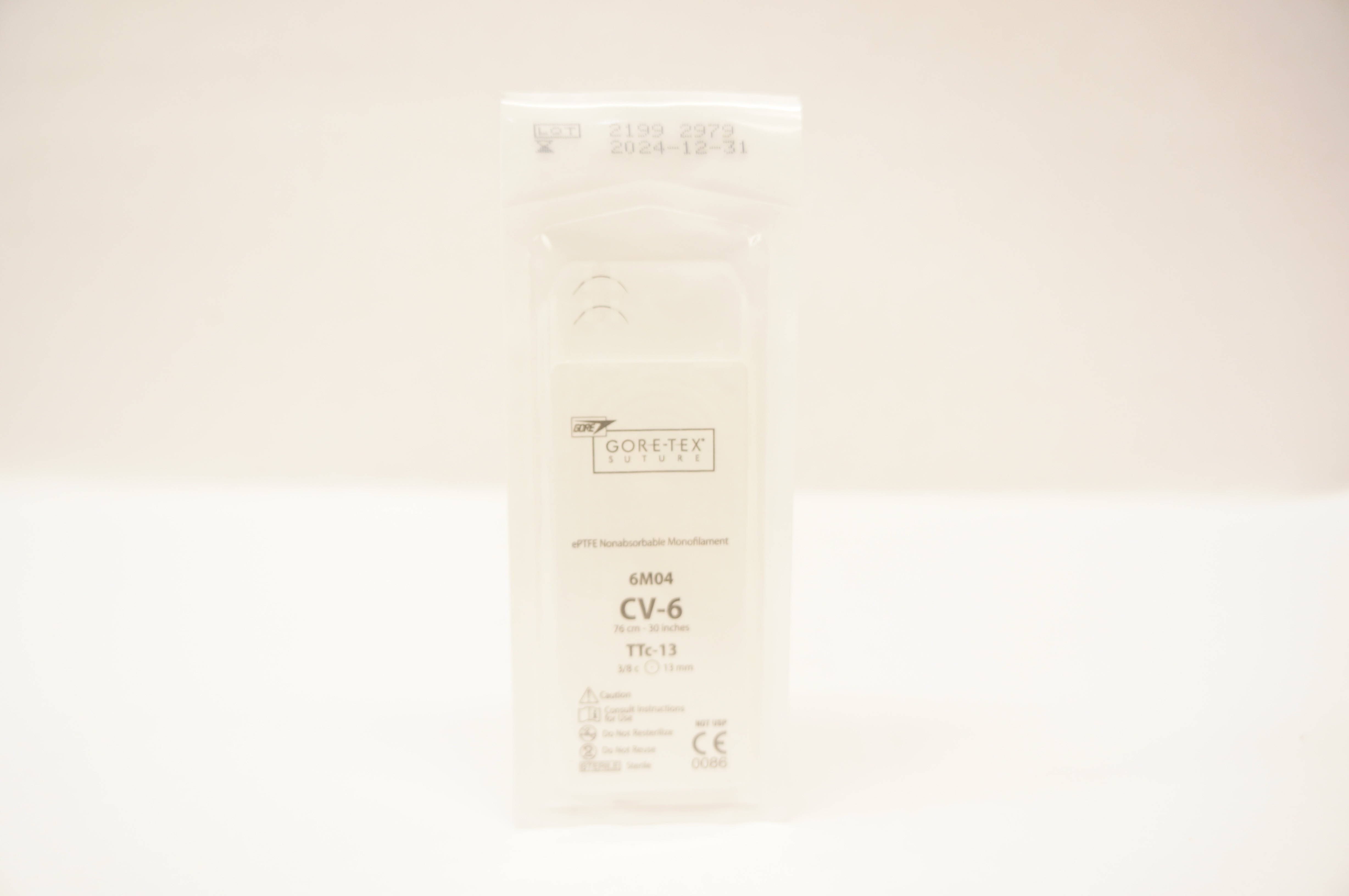 Gore 6M04 ePTFE Nonabsorbable Monofilament CV-6 TTc-13 3/8c 13mm, 30inch