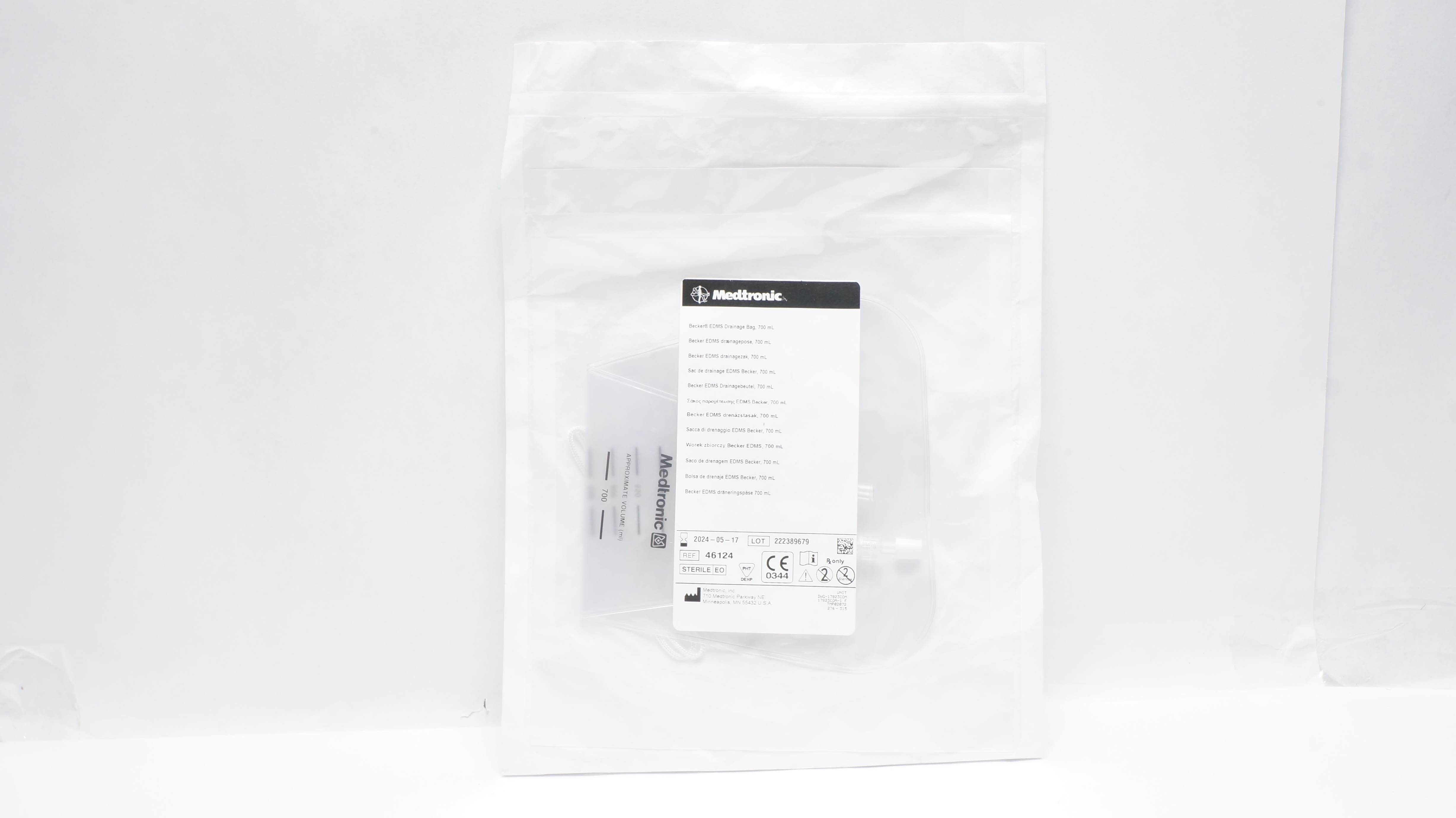 Medtronic 46124 Becker EDMS Drainage Bag, 700mL (x)
