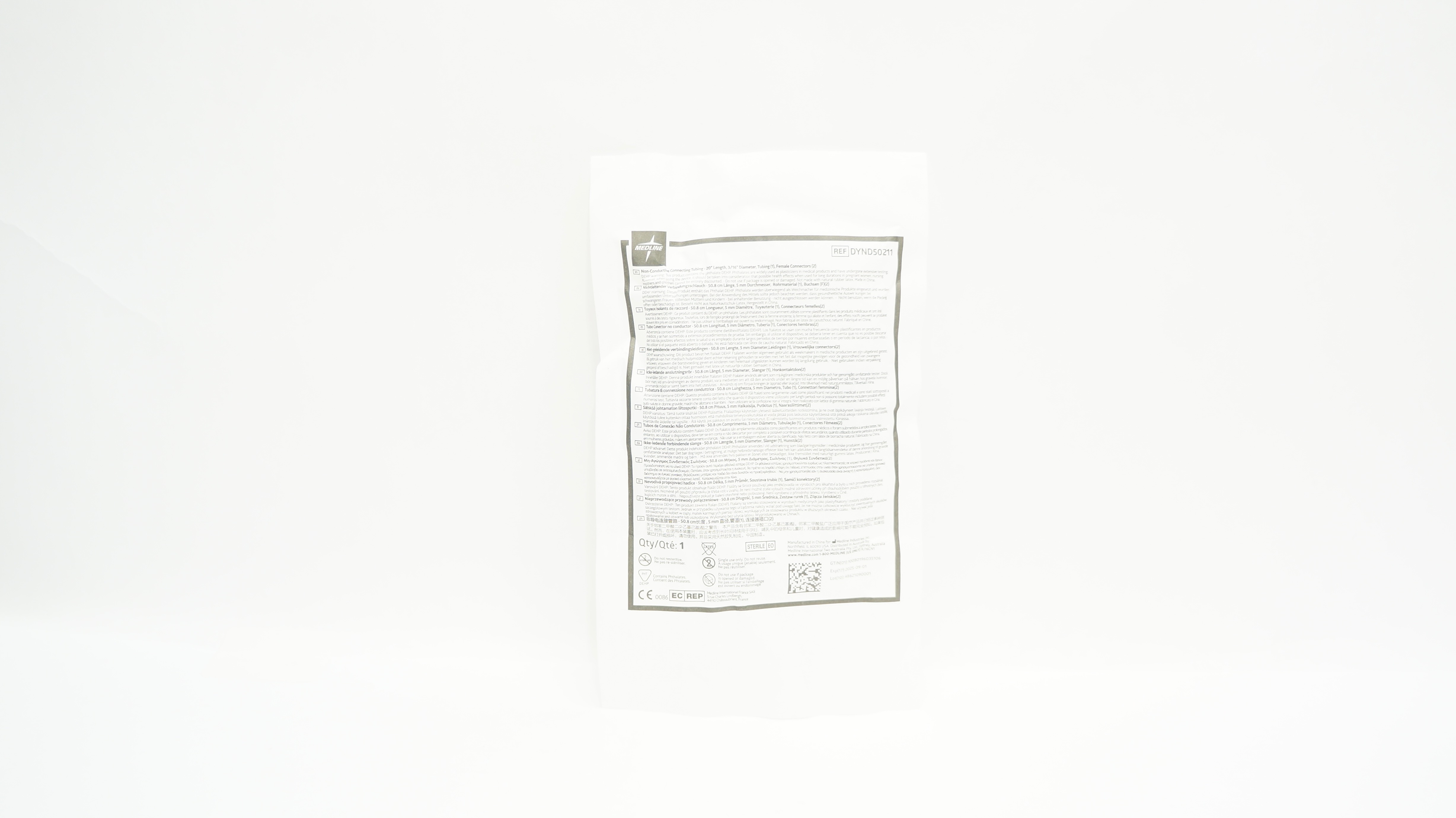 Medline DYND50211 Non Conductive Connecting Tubing 20inch x 3/16inch
