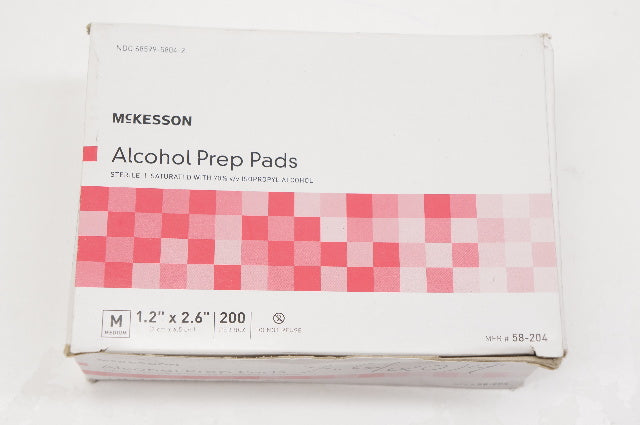 McKesson 58-204 Alcohol Prep Pads Sterile, 1.2inch x 2.6inch - Box of 200