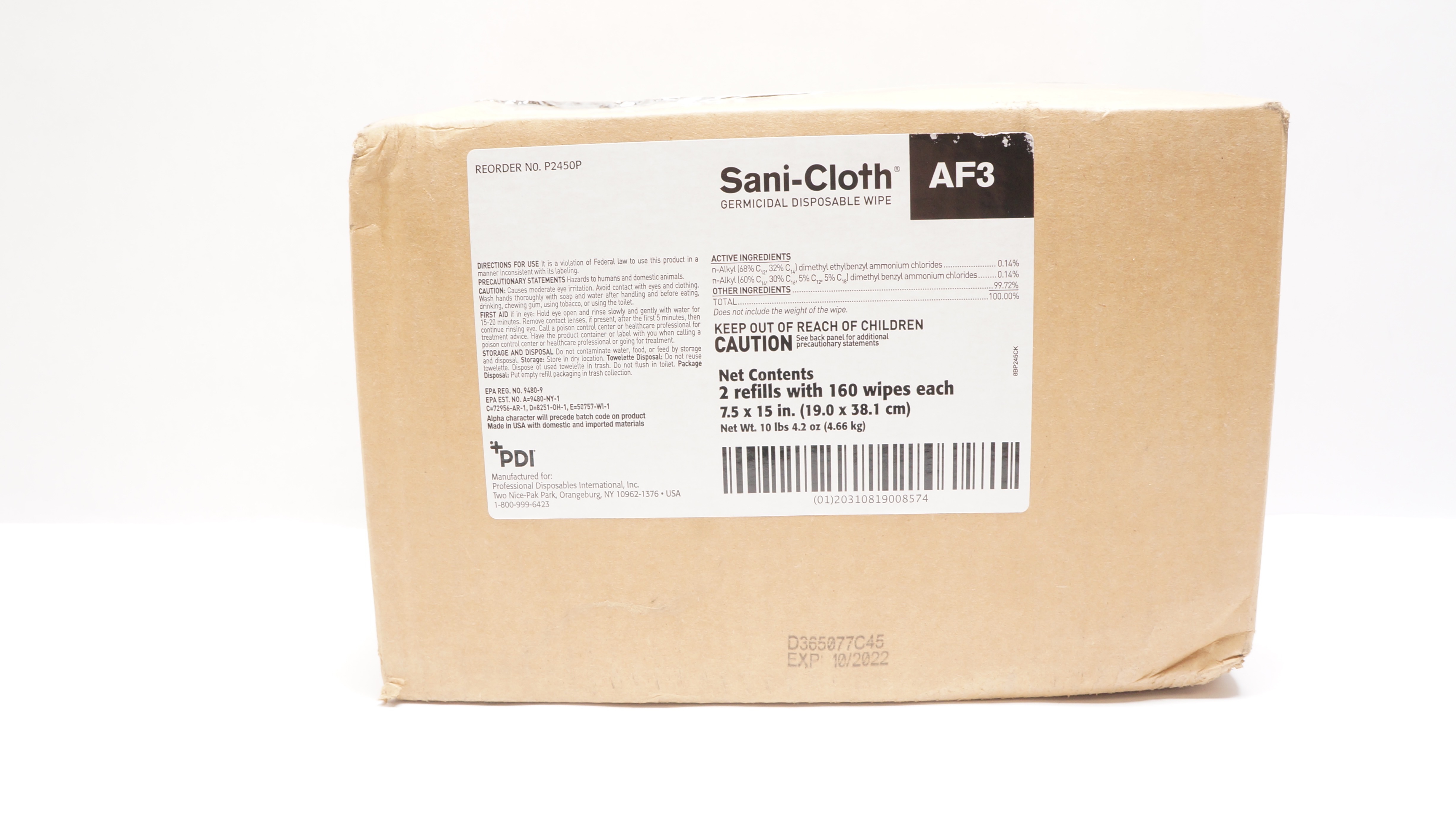 Professional Disposables P2450P Sani-Cloth Germicidal Wipes AF3 - Case of 320