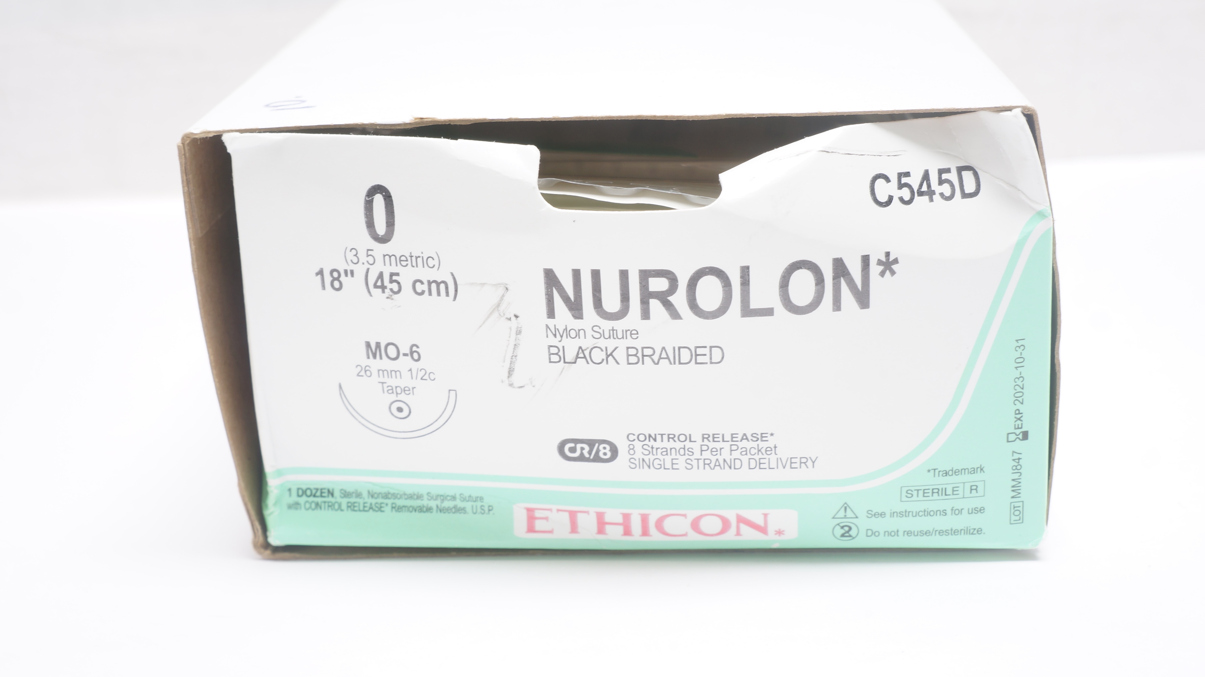Ethicon C545D 0 NUROLON Nylon Stre MO-6 1/2c 26mm Taper 18inch (x) - Box of 10